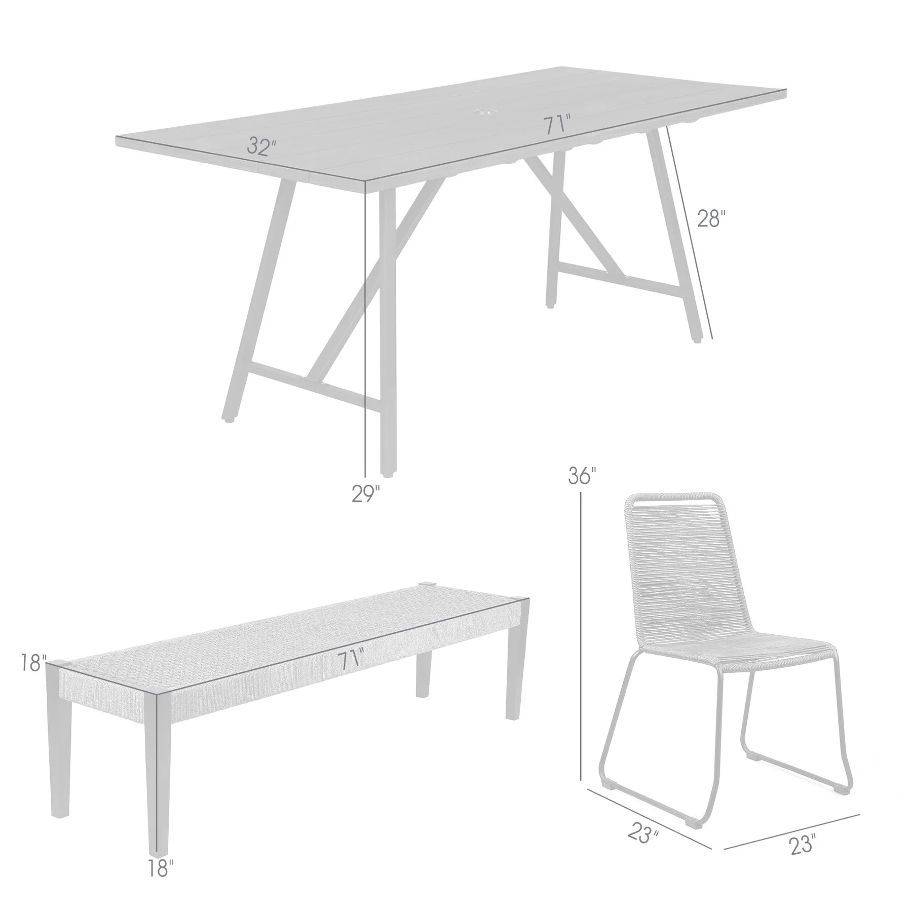 Frinton Shasta and Rhett 6 Piece Outdoor Dining Set in Dark Eucalyptus Wood with Gray Rope - Image 13