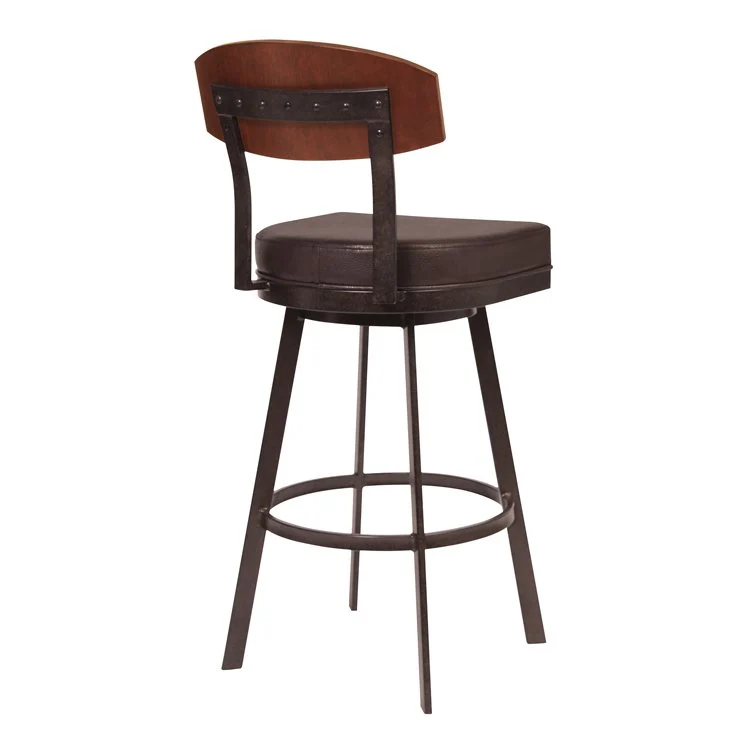 Frisco 26" Counter Height Barstool in Auburn Bay with Brown Faux Leather and Sedona Wood - Image 2