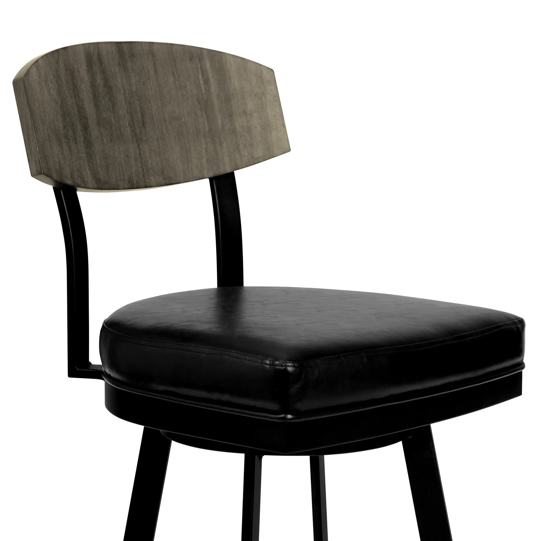 Frisco 26" Counter Height Barstool in Matte Black Finish with Black Faux Leather and Gray Walnut - Image 3
