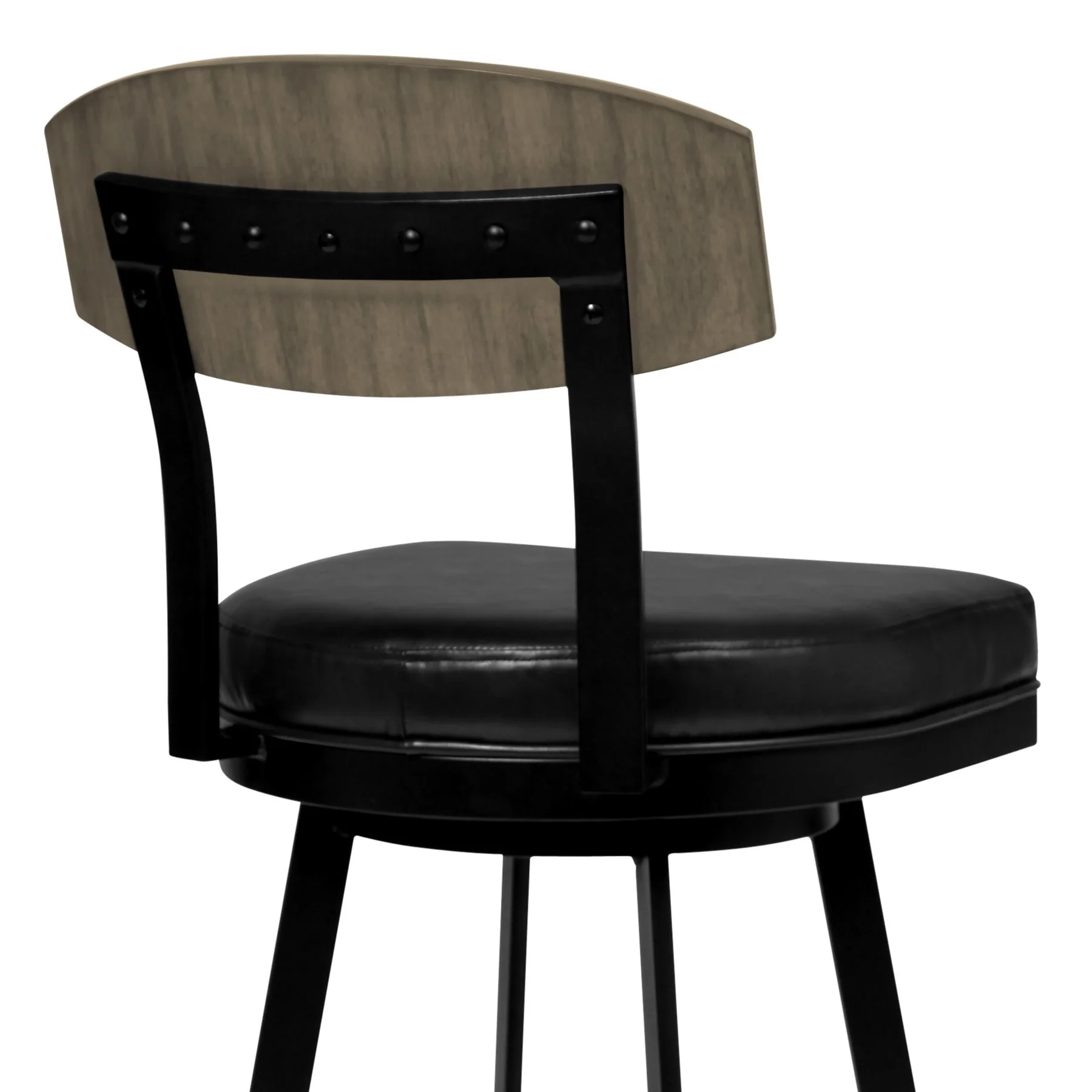 Frisco 26" Counter Height Barstool in Matte Black Finish with Black Faux Leather and Gray Walnut - Image 4