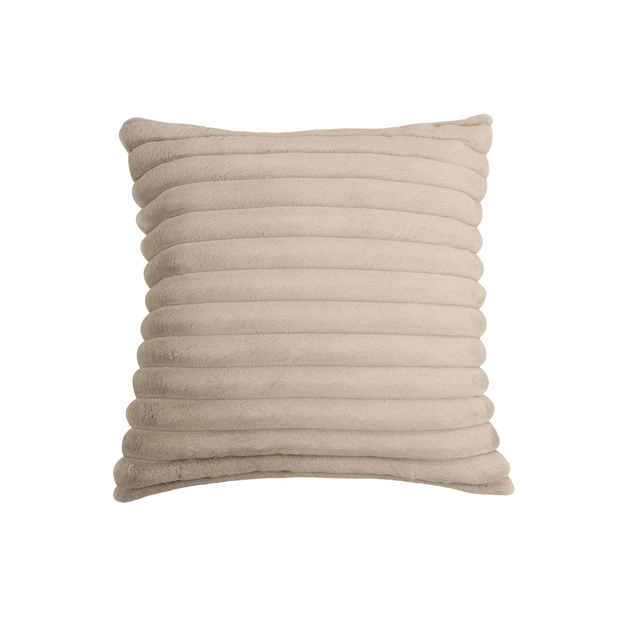 Furry Taupe Vegan Fur Square Accent Pillow - Image 4