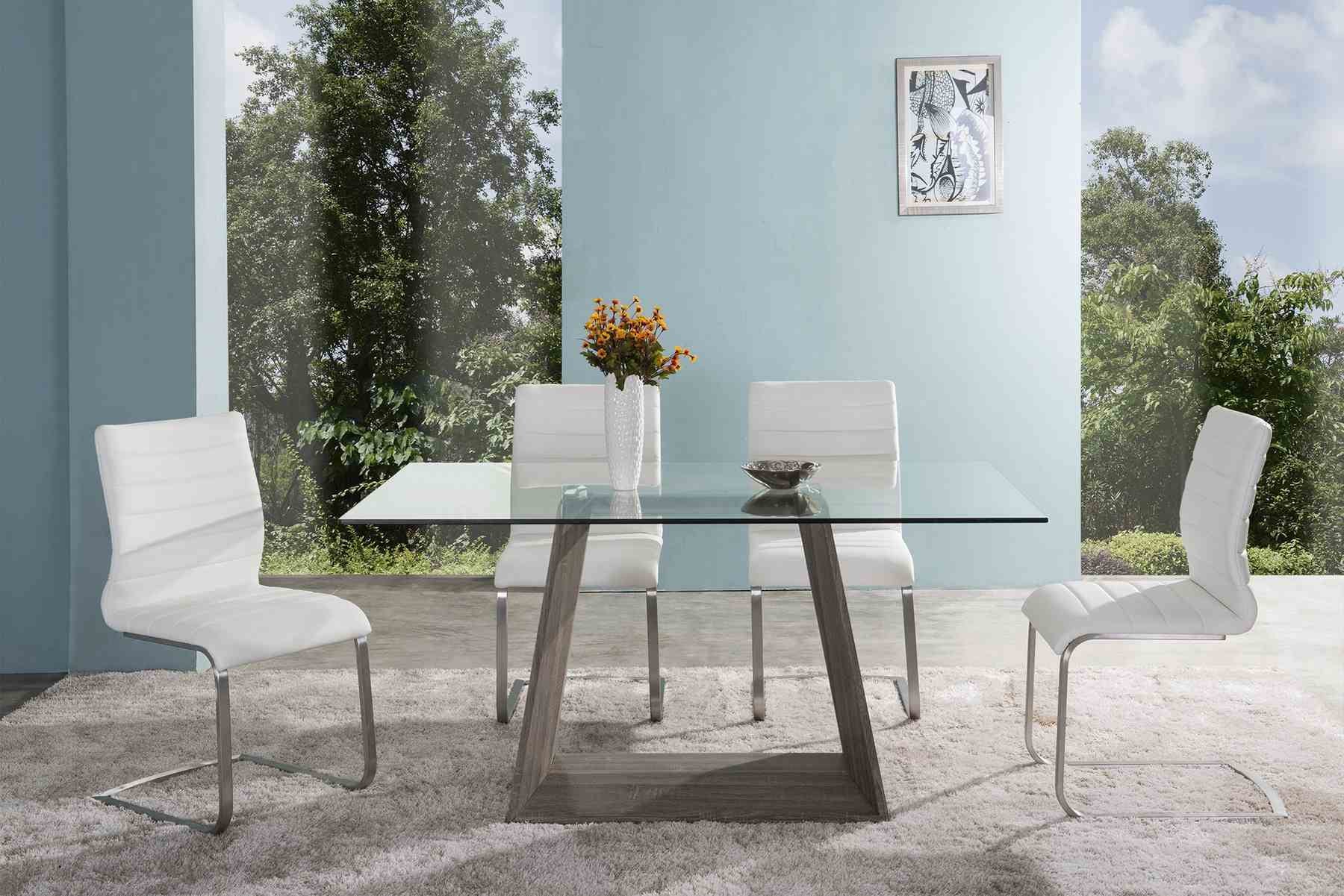 Fusion Contemporary Side Chair In White and Stainless Steel - Set of 2 - Image 3