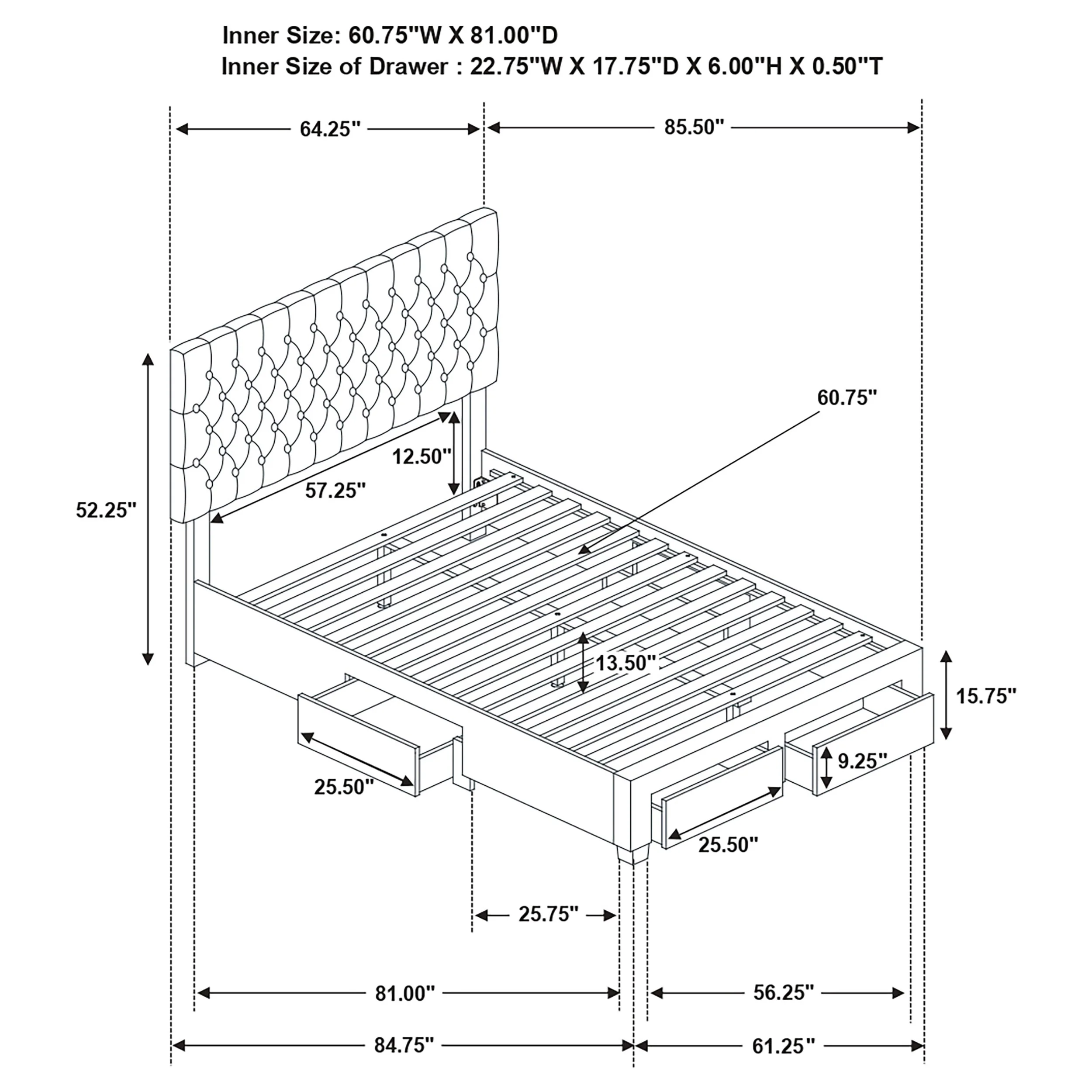 Soledad Panel Platform Storage Bed - Image 12