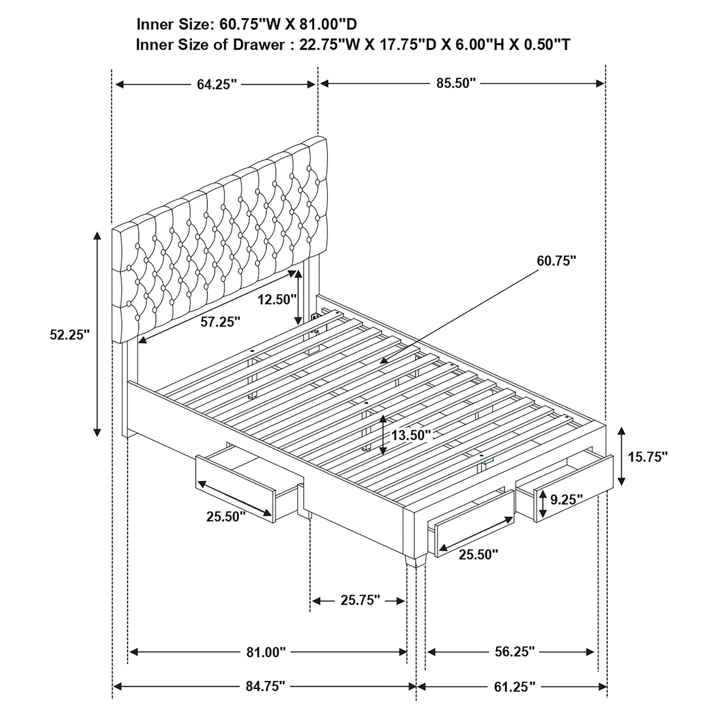 Soledad Panel Platform Storage Bed - Image 3