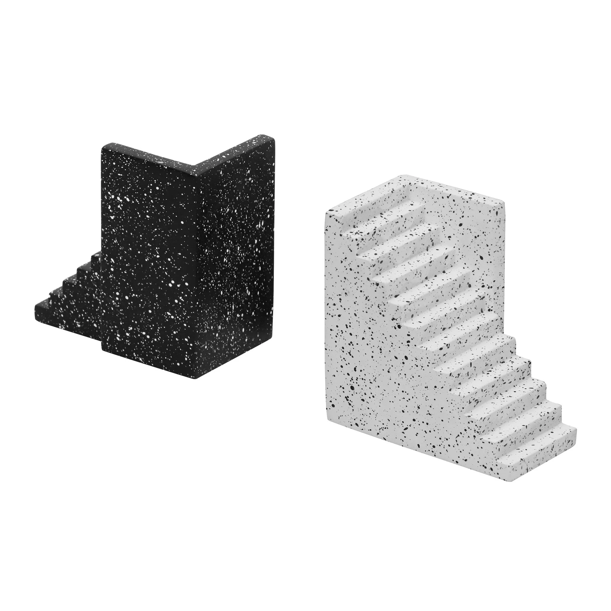 Gabby Speckled Black and White Stairway Bookends - Image 3