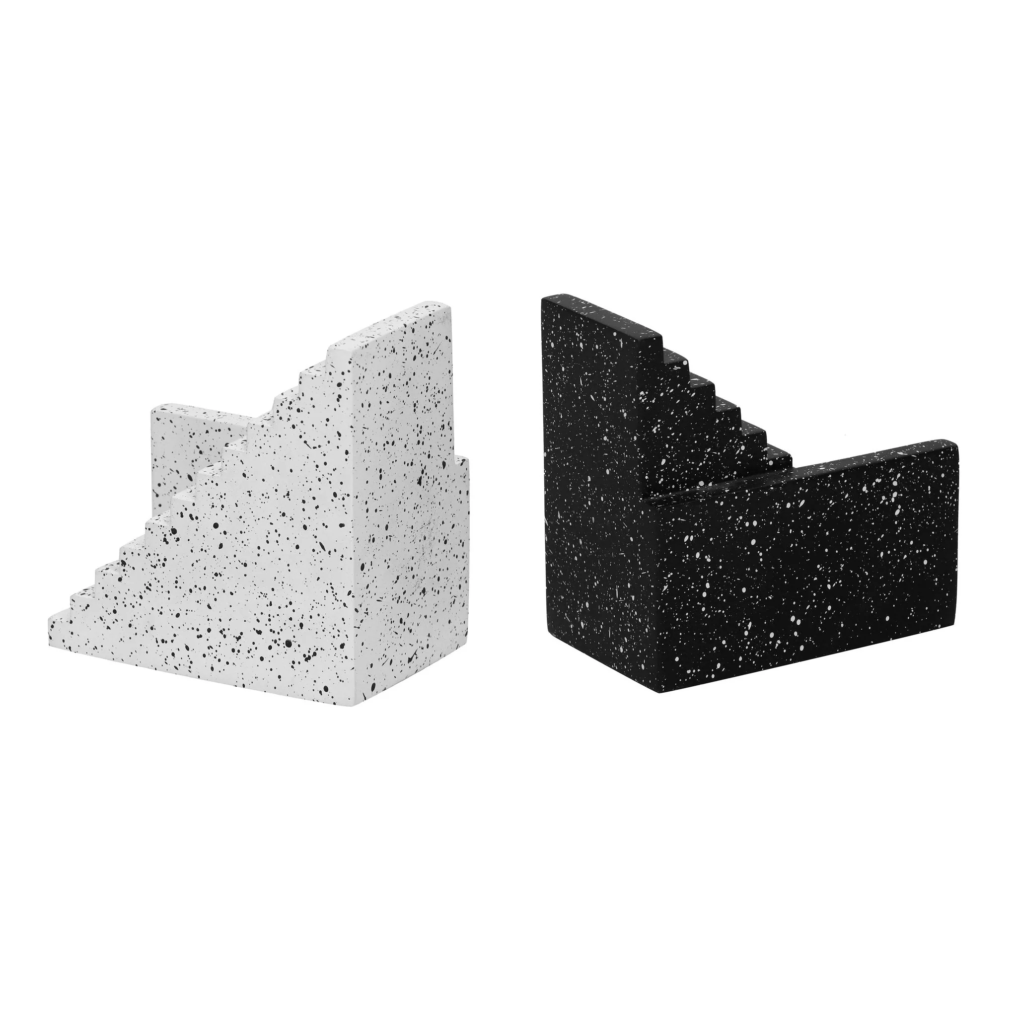 Gabby Speckled Black and White Stairway Bookends - Image 4
