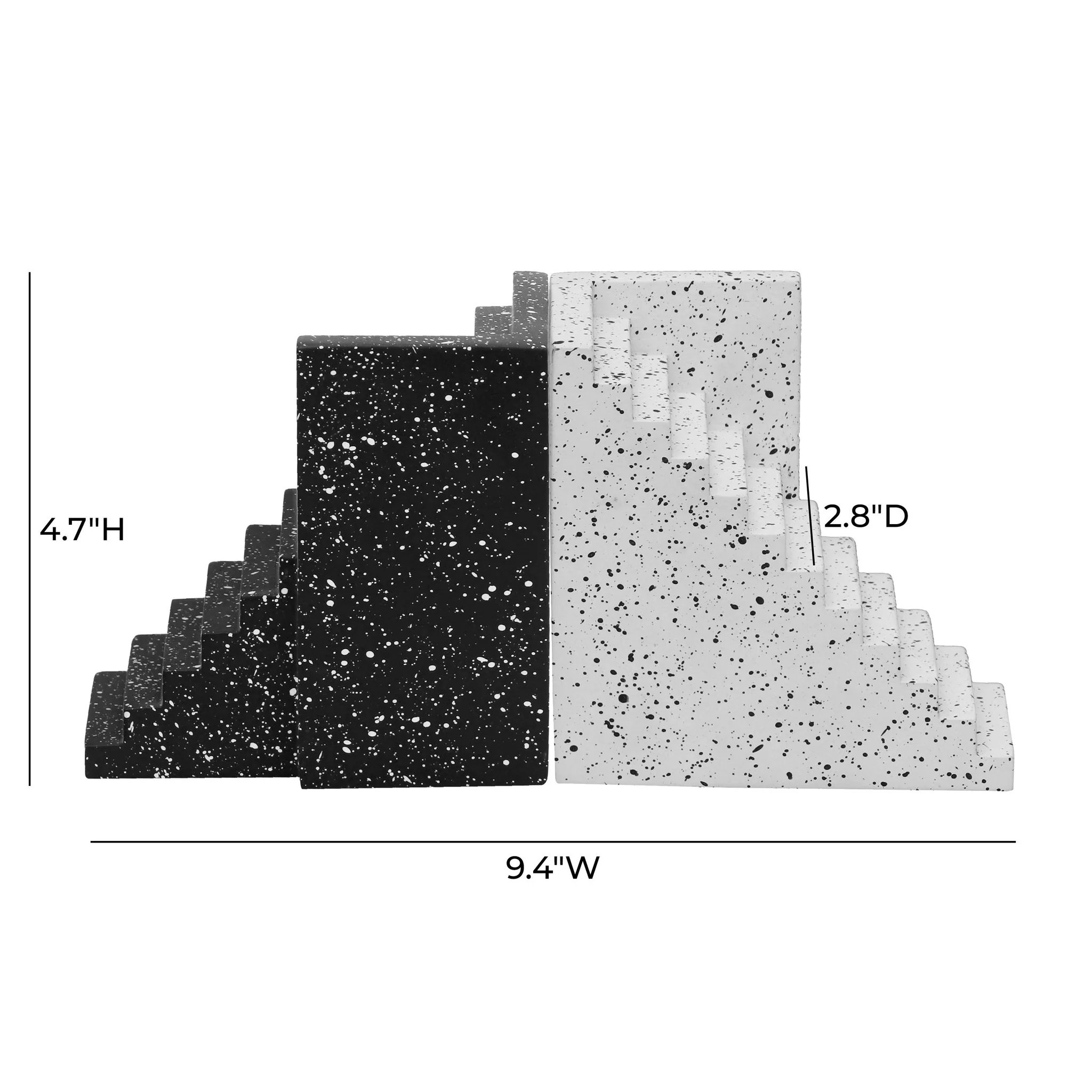 Gabby Speckled Black and White Stairway Bookends - Image 5