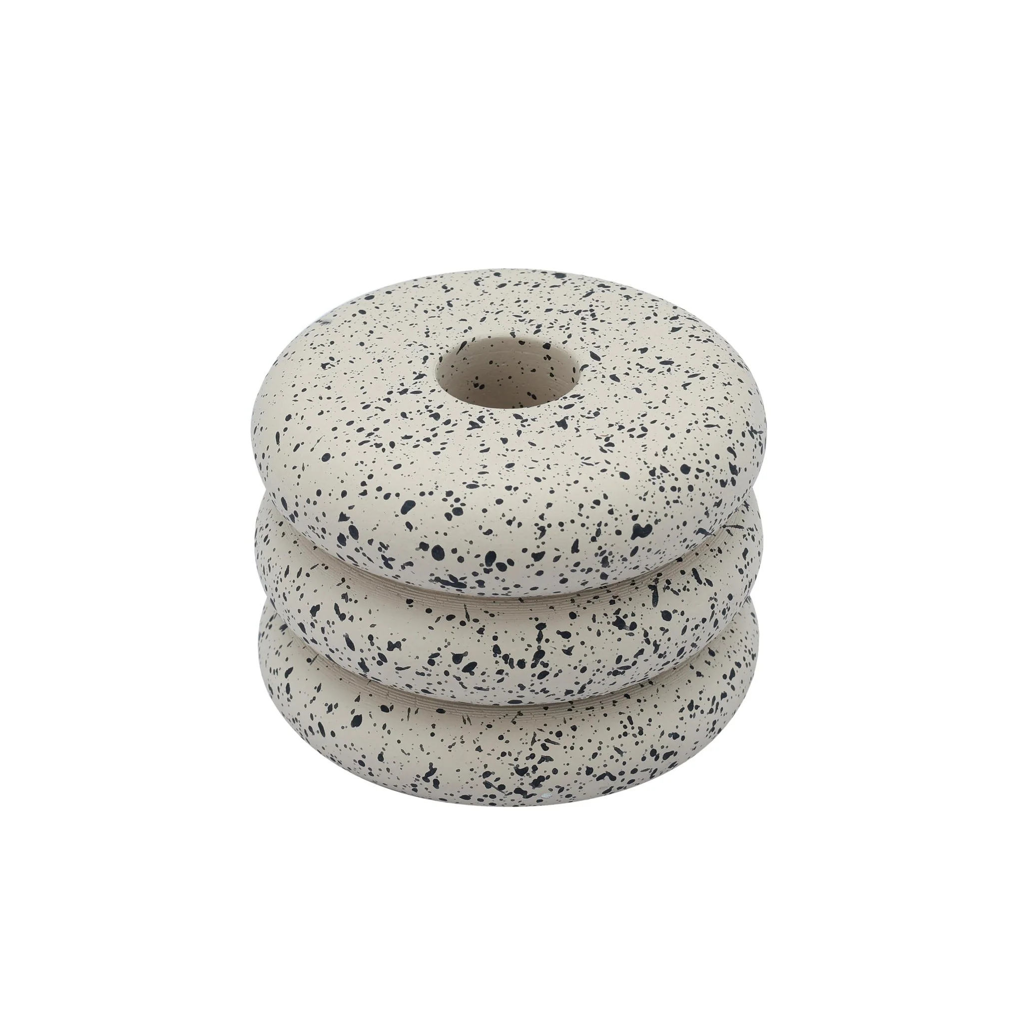 Gabby Speckled Cream Stacked Candleholder - Image 2