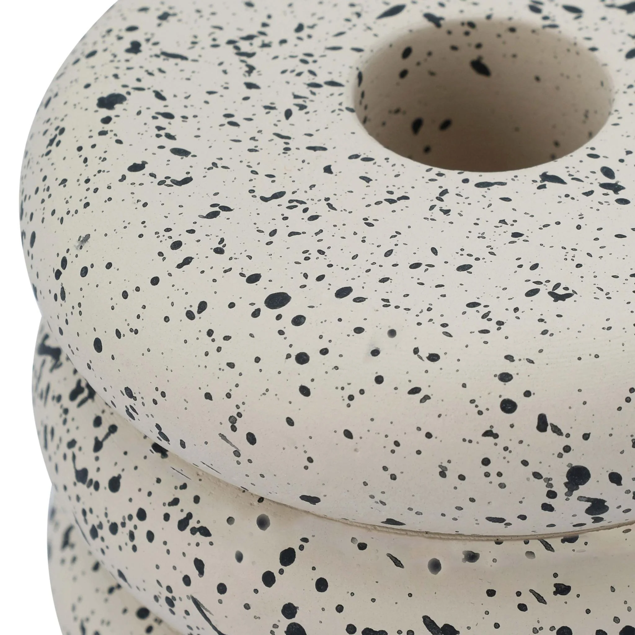 Gabby Speckled Cream Stacked Candleholder - Image 3