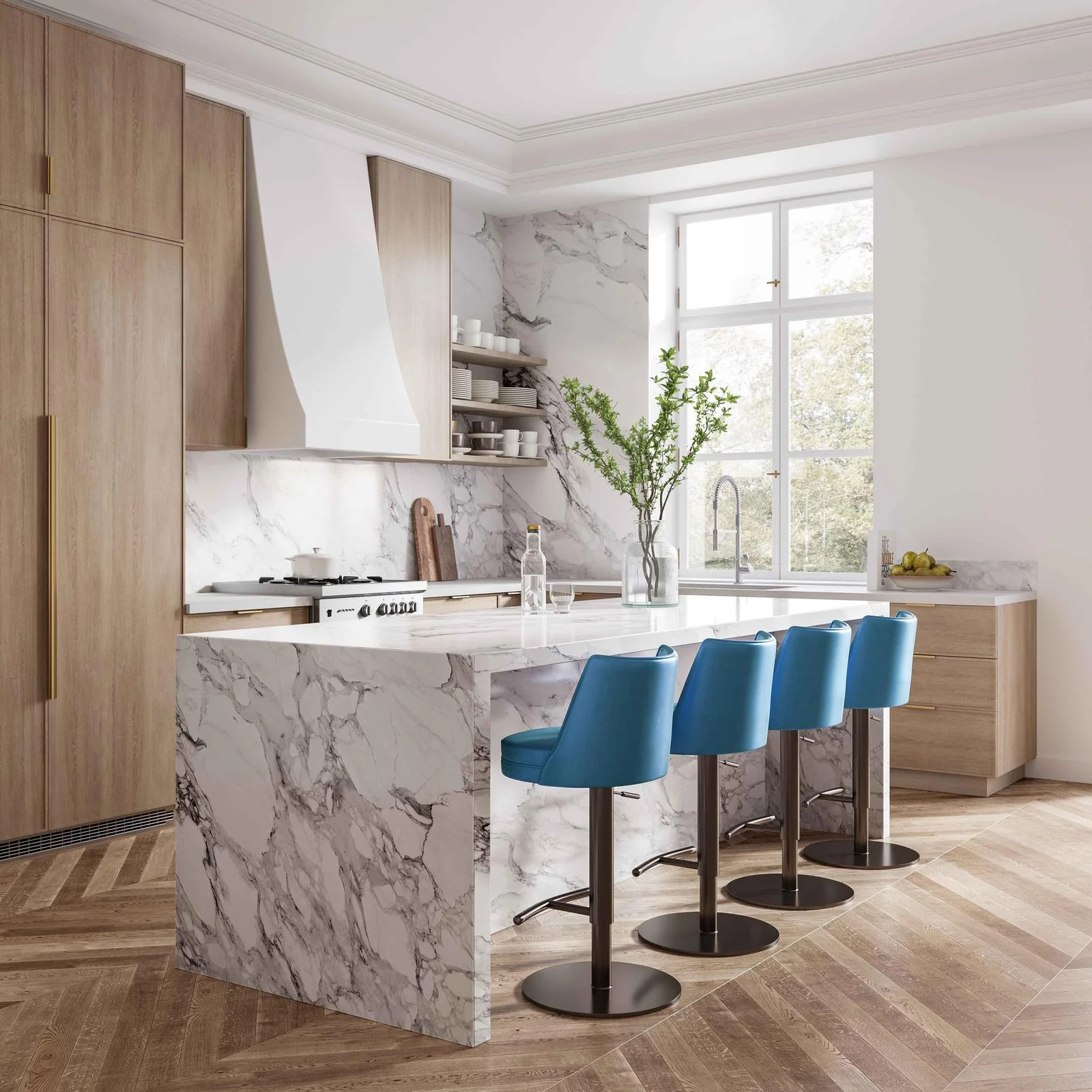 Gala Blue Performance Vegan Leather on Adjustable Stool - Image 2