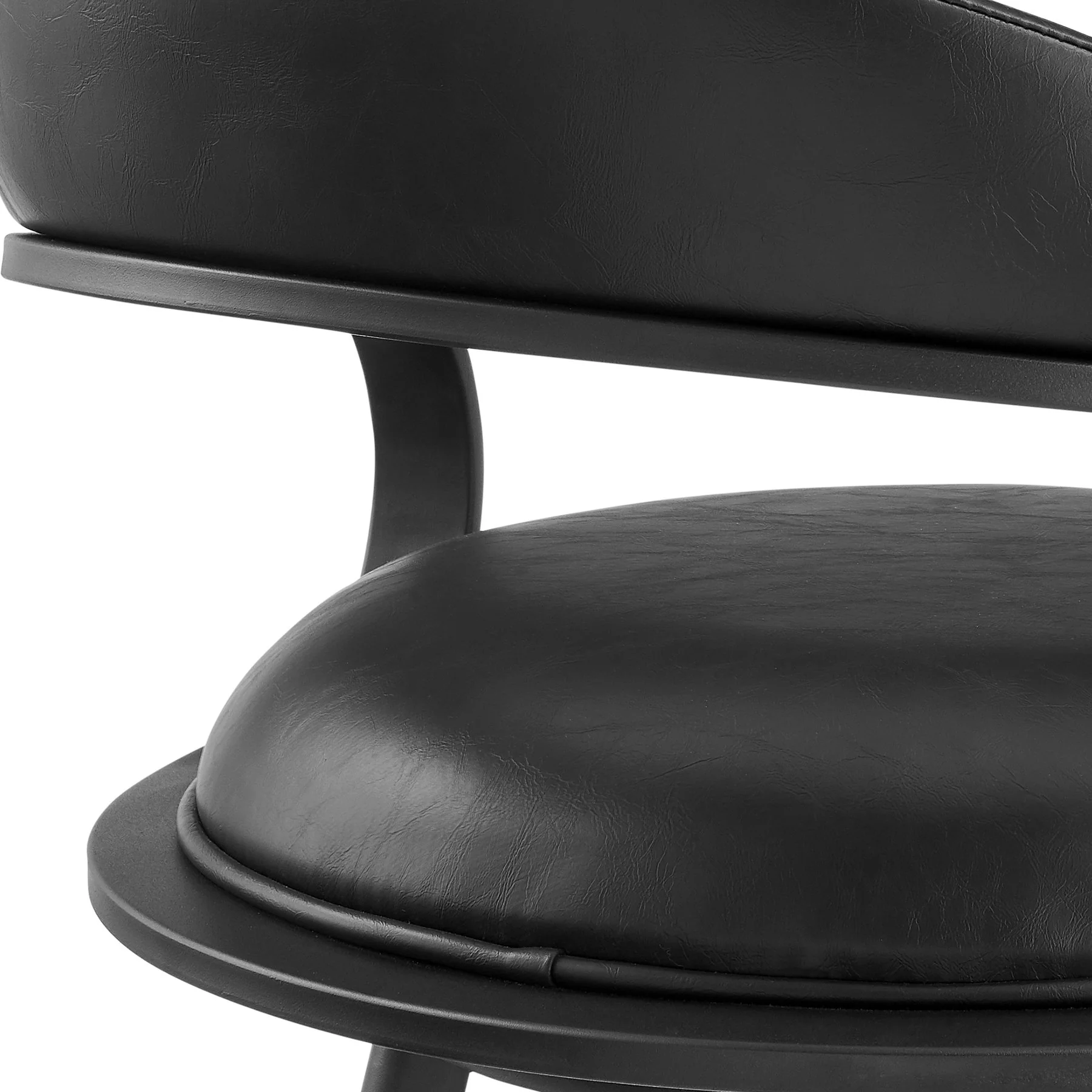 Gardenia 26" Swivel Counter Stool in Black Iron with Vintage Black Faux Leather - Image 7