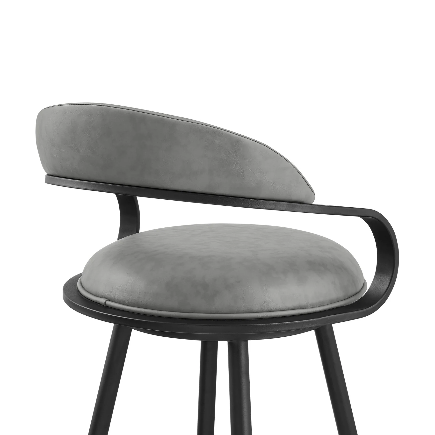 Gardenia 26" Swivel Counter Stool in Black Iron with Vintage Gray Faux Leather - Image 5