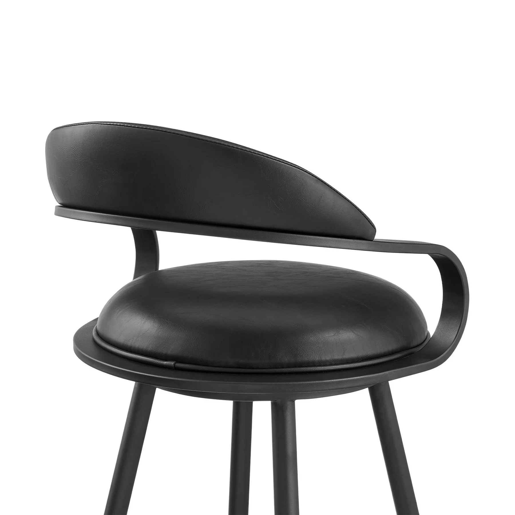 Gardenia 30" Swivel Bar Stool in Black Iron with Vintage Black Faux Leather - Image 5