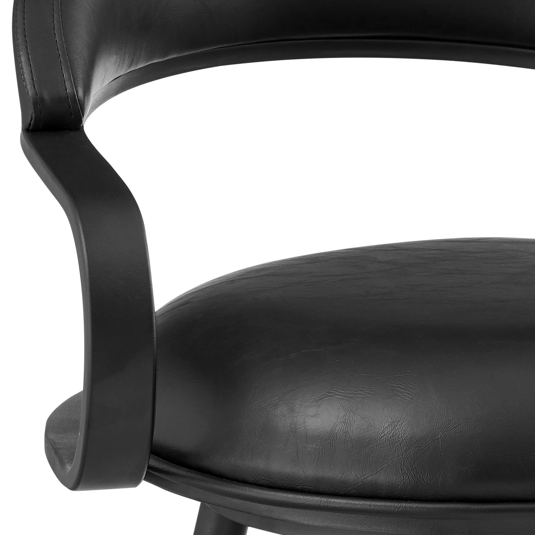 Gardenia 30" Swivel Bar Stool in Black Iron with Vintage Black Faux Leather - Image 6