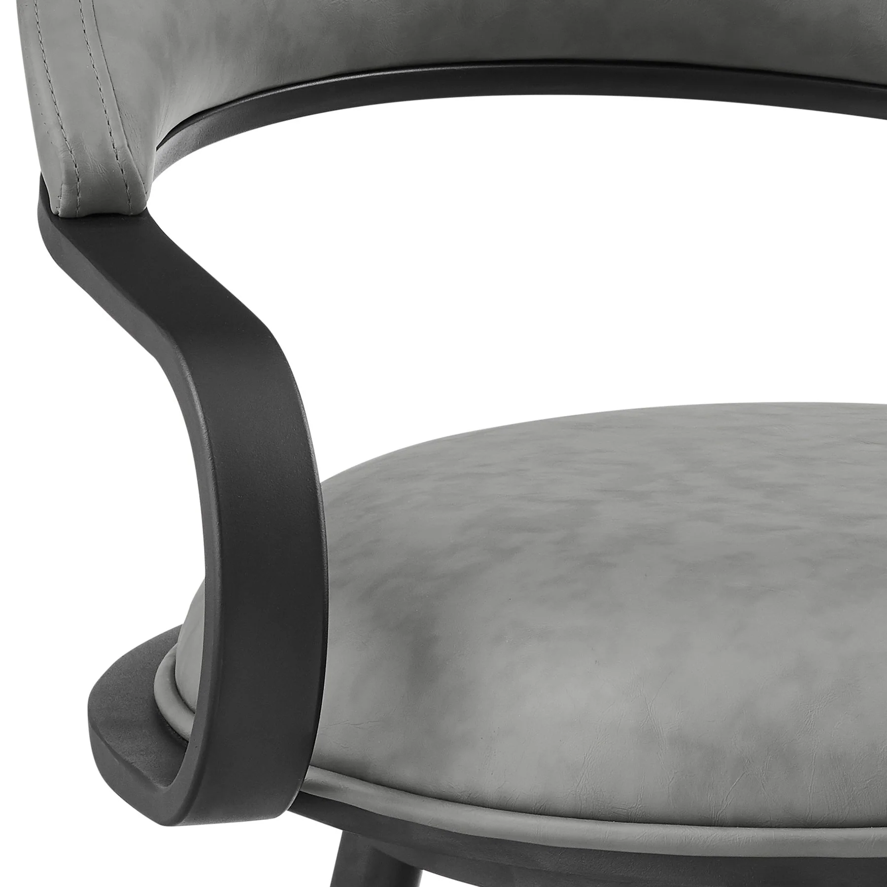 Gardenia 30" Swivel Bar Stool in Black Iron with Vintage Gray Faux Leather - Image 6