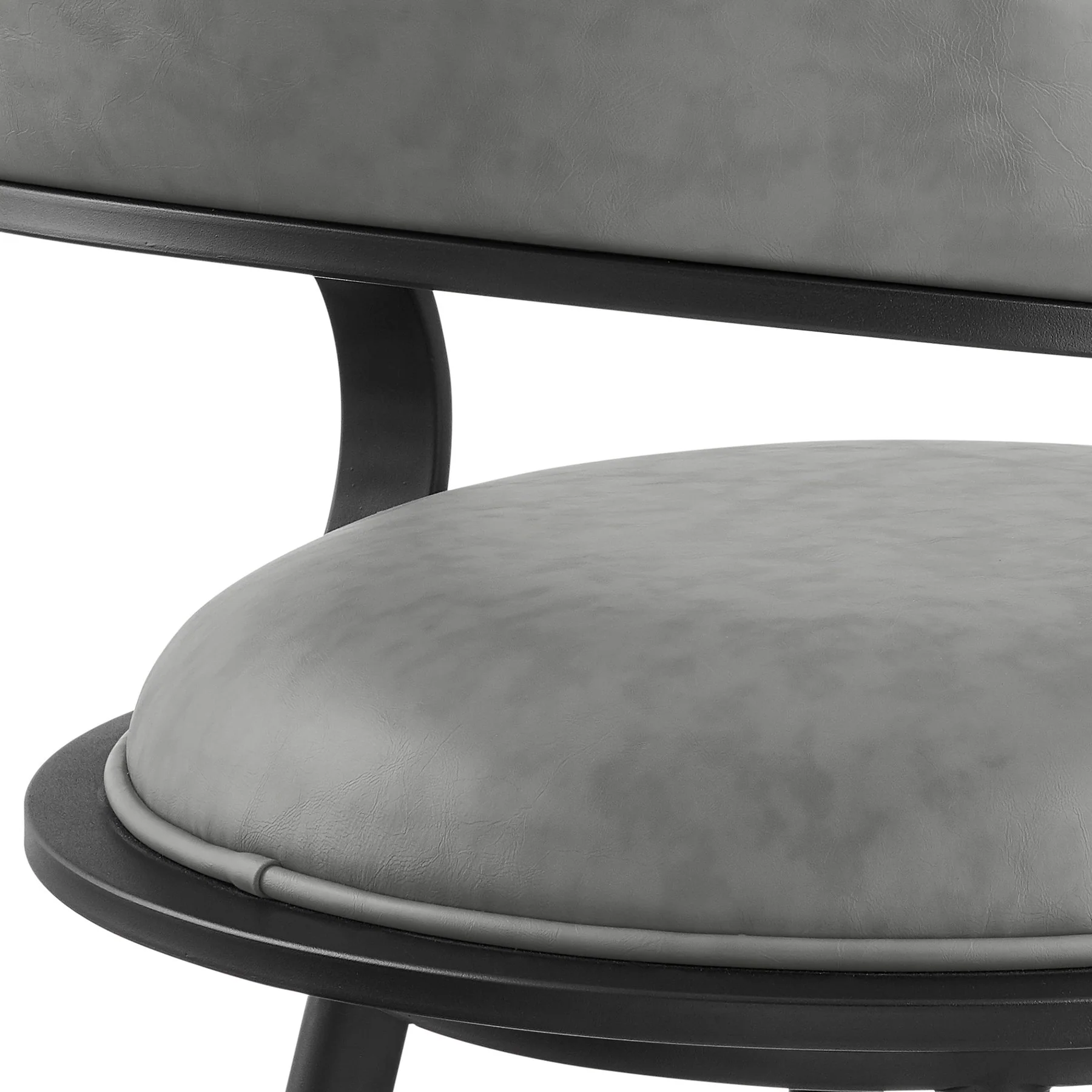Gardenia 30" Swivel Bar Stool in Black Iron with Vintage Gray Faux Leather - Image 7