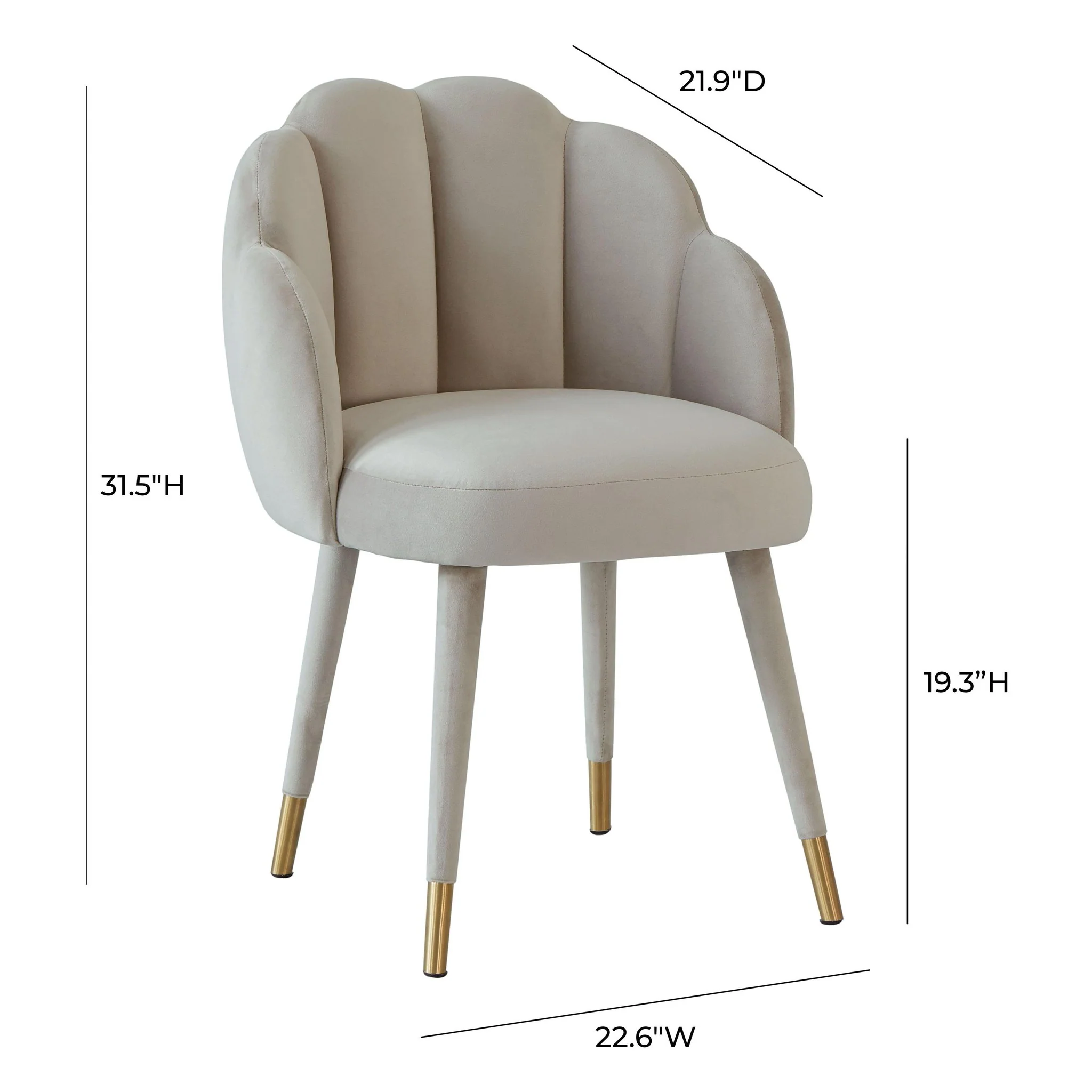 Gardenia Light Grey Velvet Dining Chair - Image 6