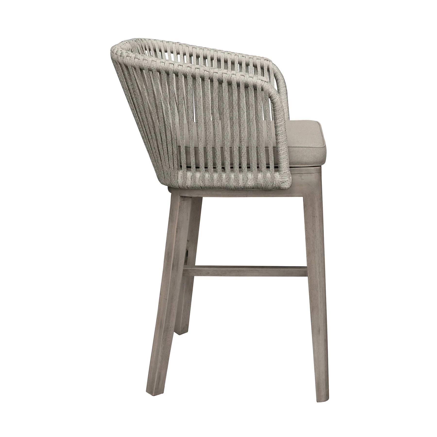 Garnet Outdoor Patio Bar Stool in Gray Acacia Wood and Rope - Image 3