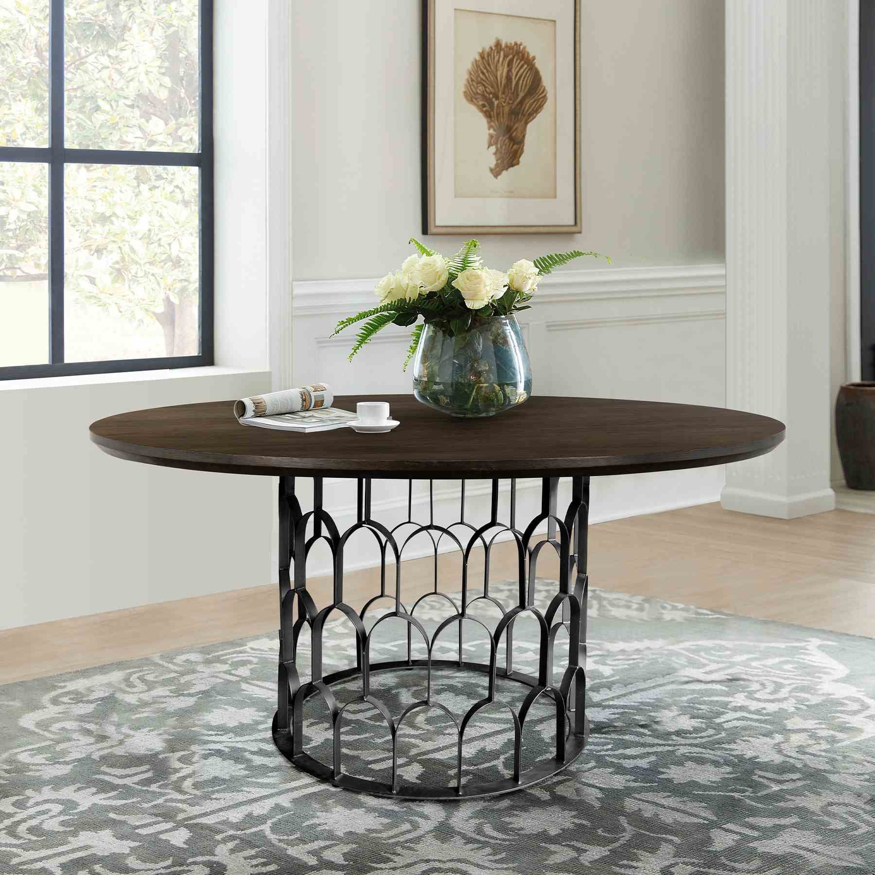 Gatsby Oak and Metal Round Dining Table - Image 5