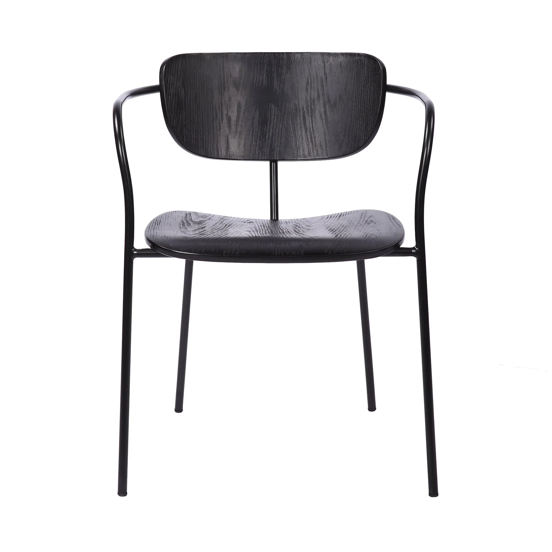 Gavin Steel Side Chair in Black Powder Coating Finish and Black Brushed Wood-Set of 2 - Image 2