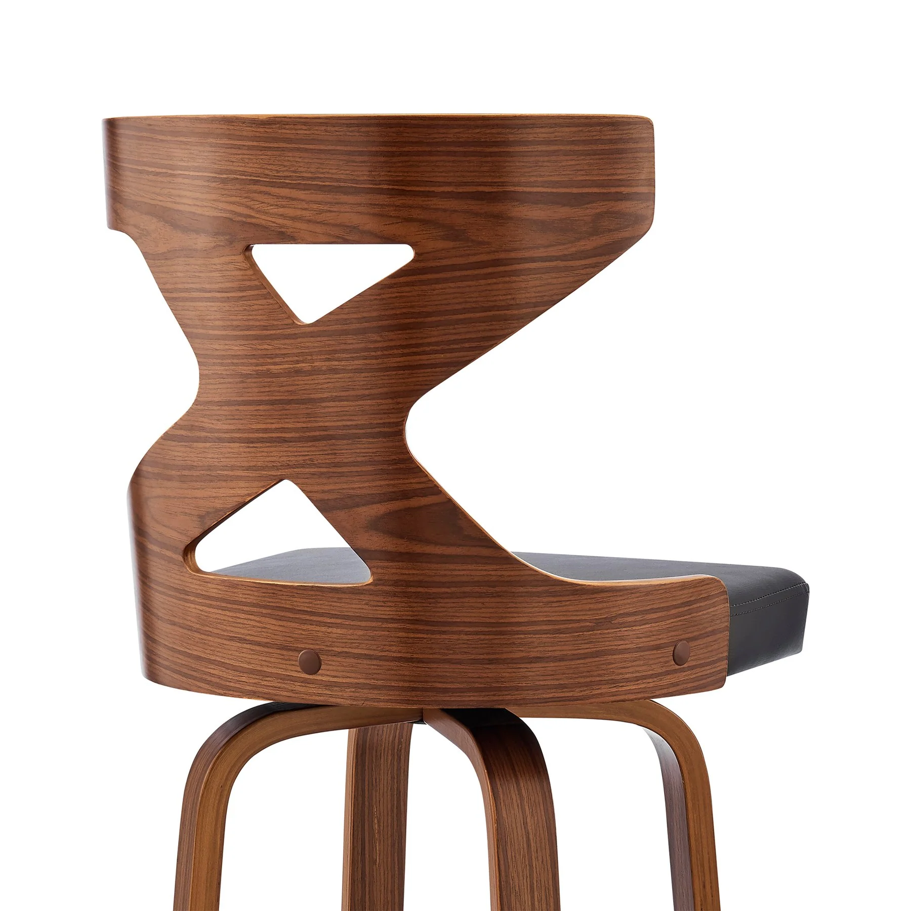 Gayle 26" Swivel Cross Back Gray Faux Leather and Walnut Wood Bar Stool - Image 7