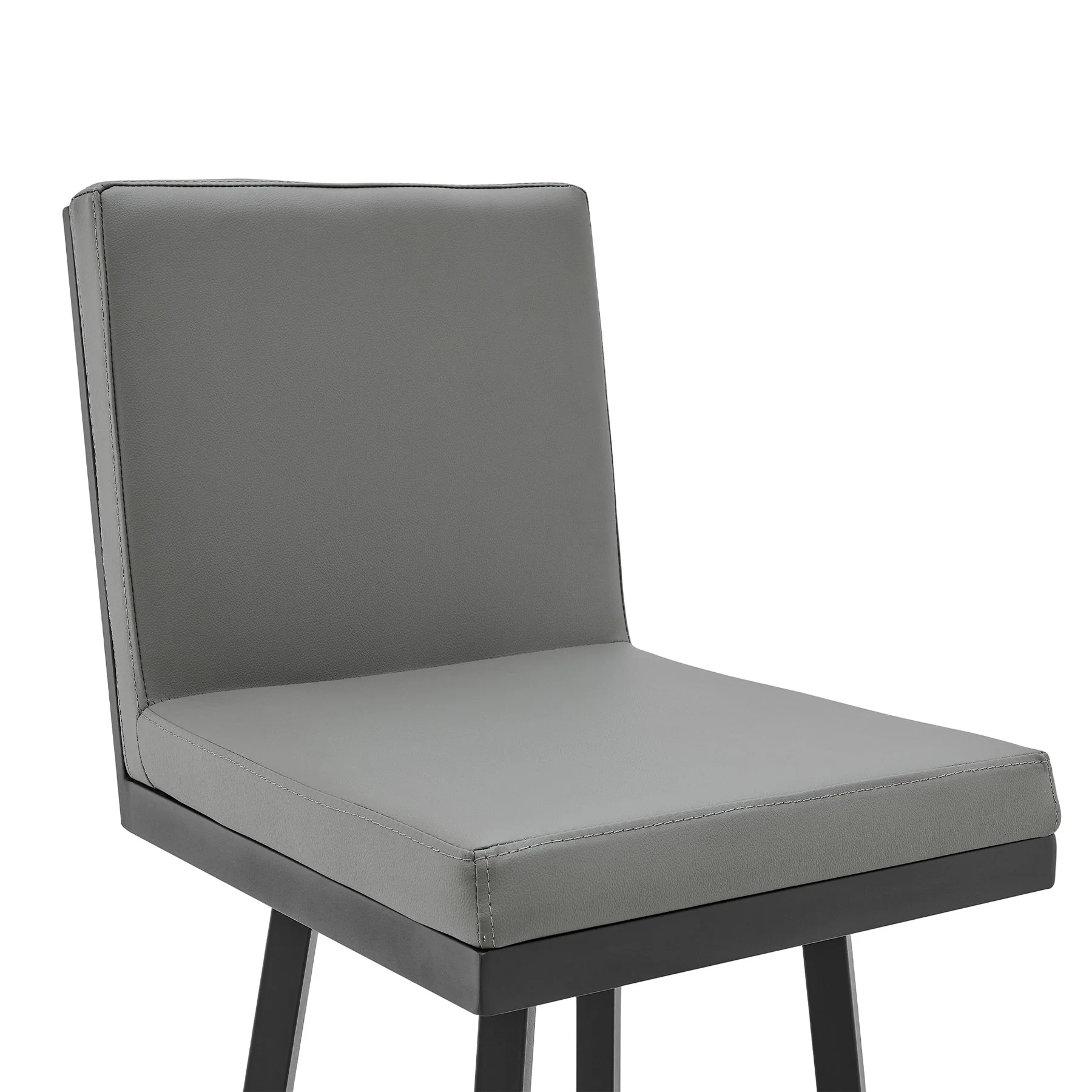 Gem 26" Swivel Modern Black Metal and Gray Faux Leather Bar and Counter Stool - Image 4
