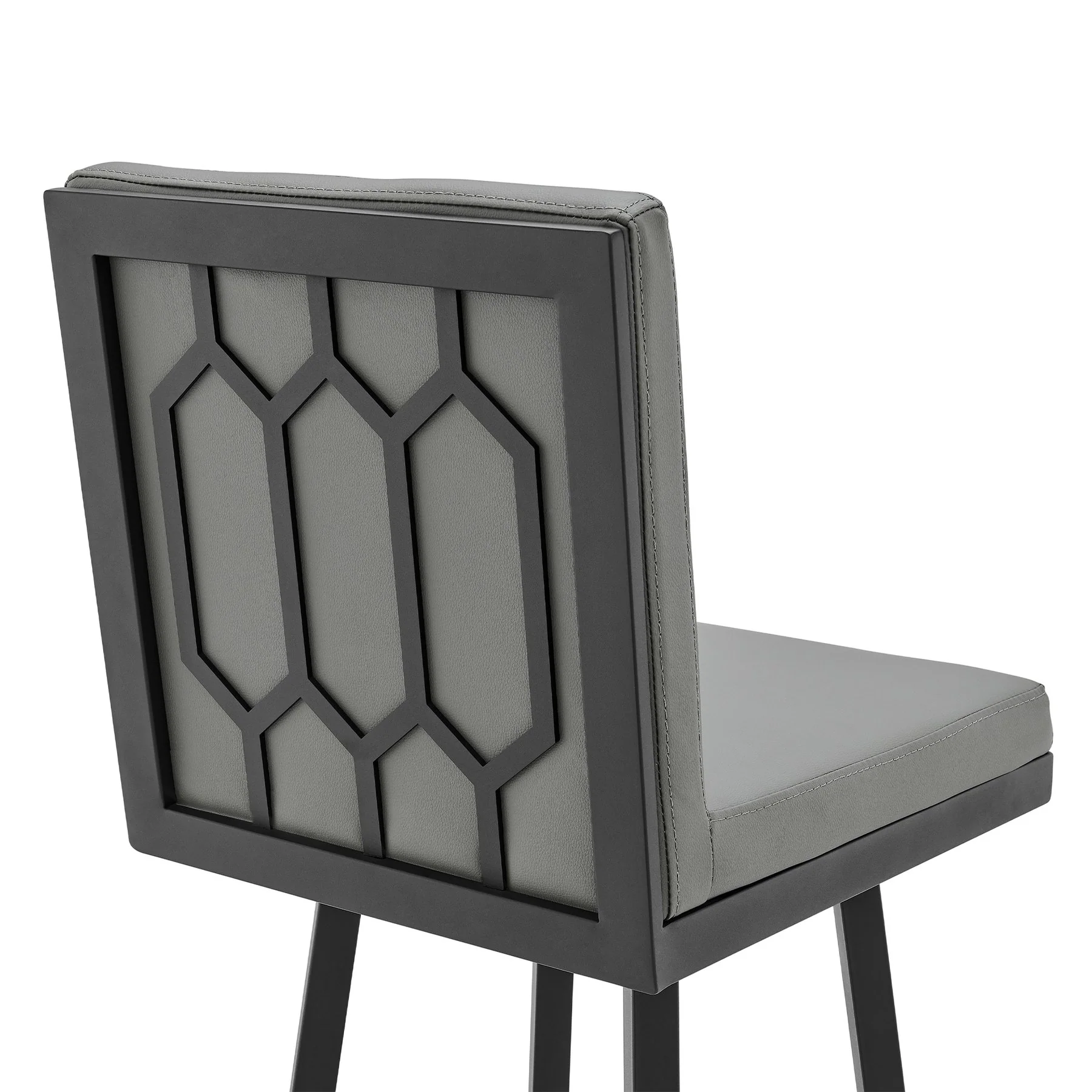 Gem 26" Swivel Modern Black Metal and Gray Faux Leather Bar and Counter Stool - Image 5