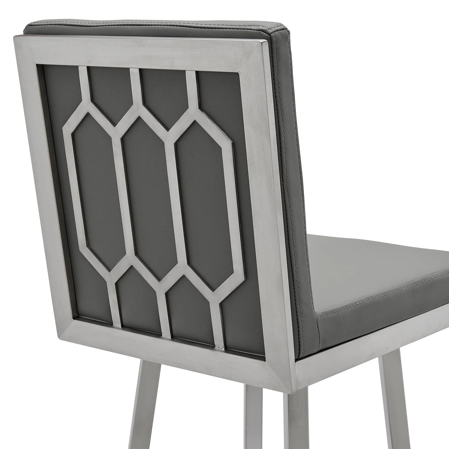 Gem 30" Swivel Modern Metal and Gray Faux Leather Bar and Counter Stool - Image 5