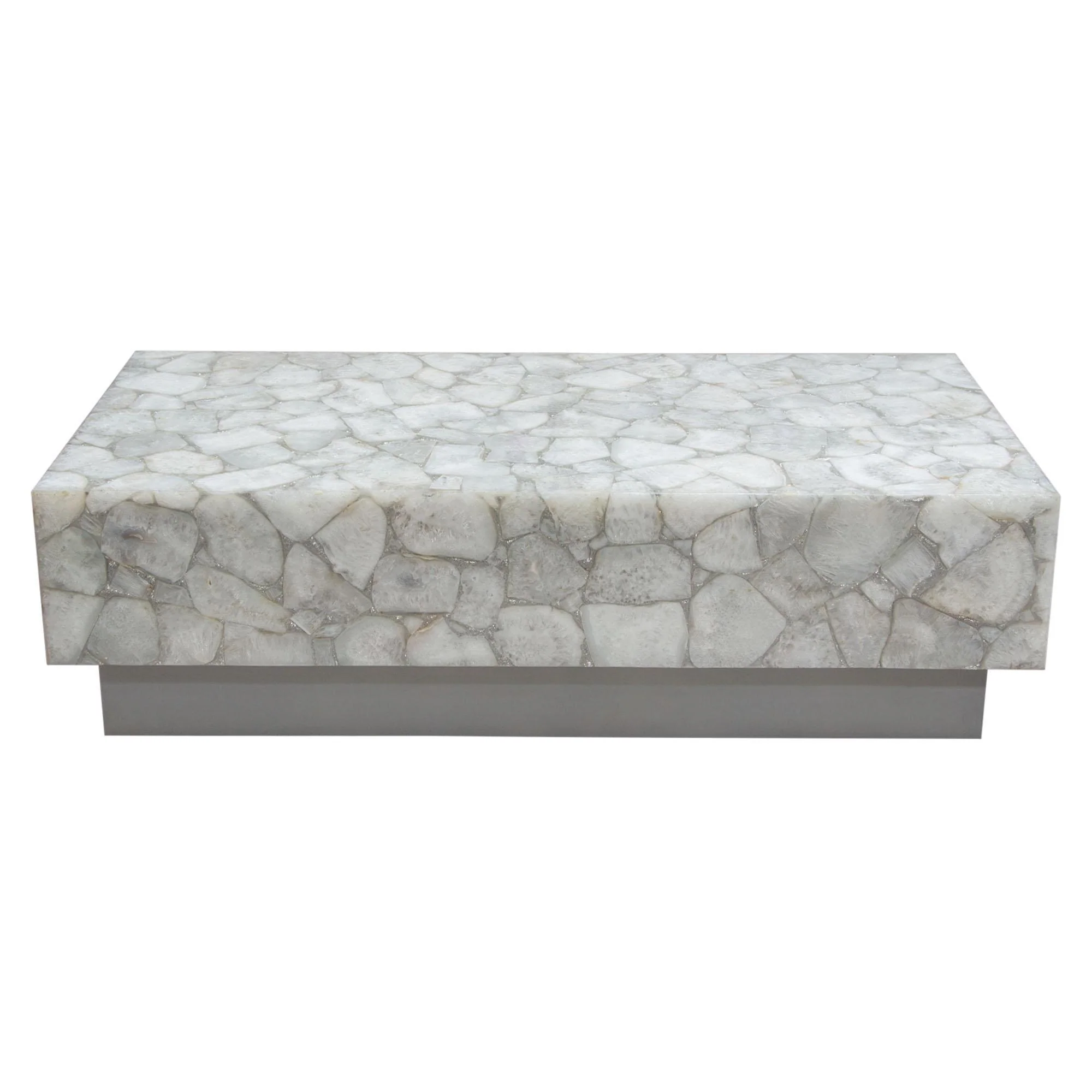 Gemini Genuine White Quartz Cocktail Table w/ Antique Silver Finished Base by Diamond Sofa - Image 2