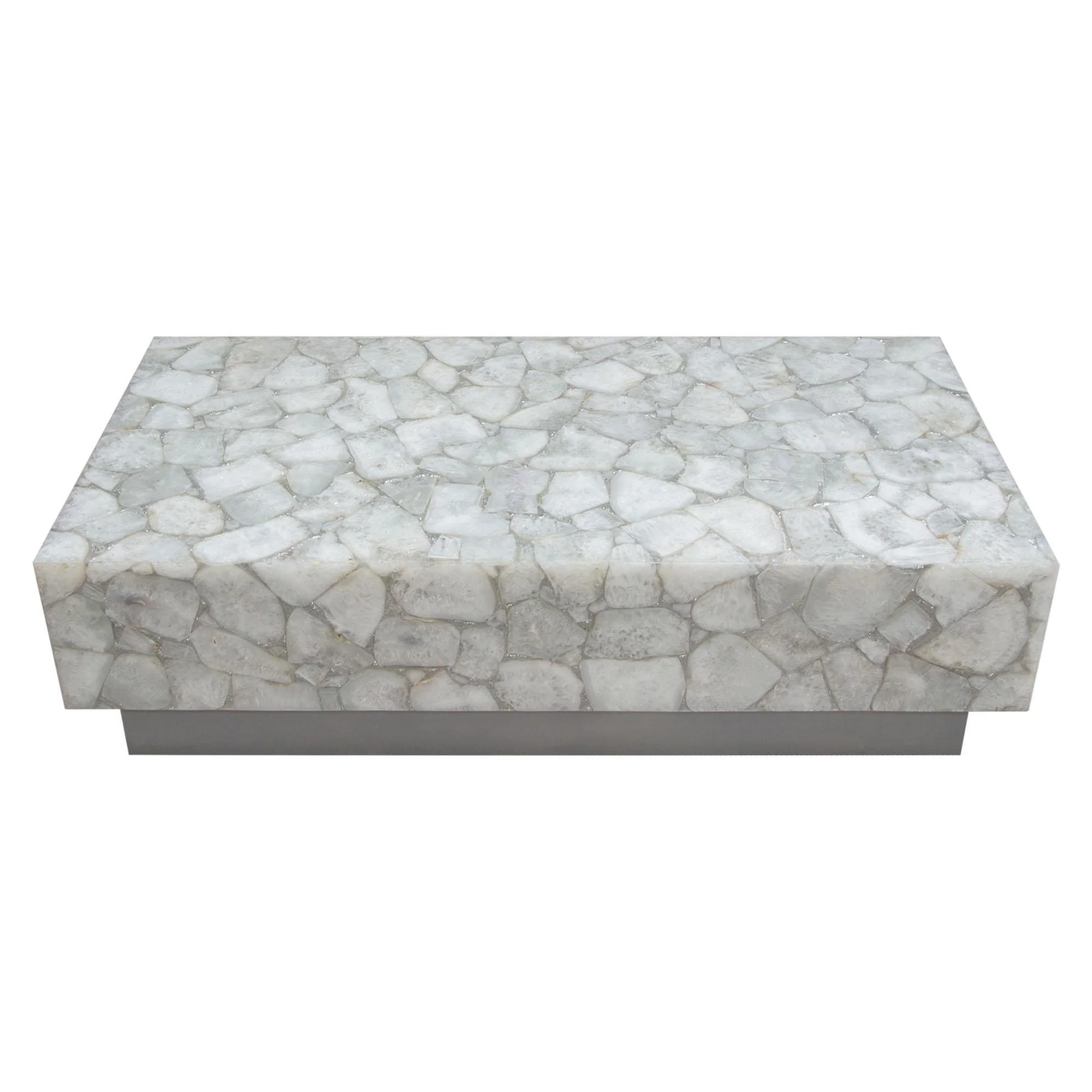 Gemini Genuine White Quartz Cocktail Table w/ Antique Silver Finished Base by Diamond Sofa - Image 3
