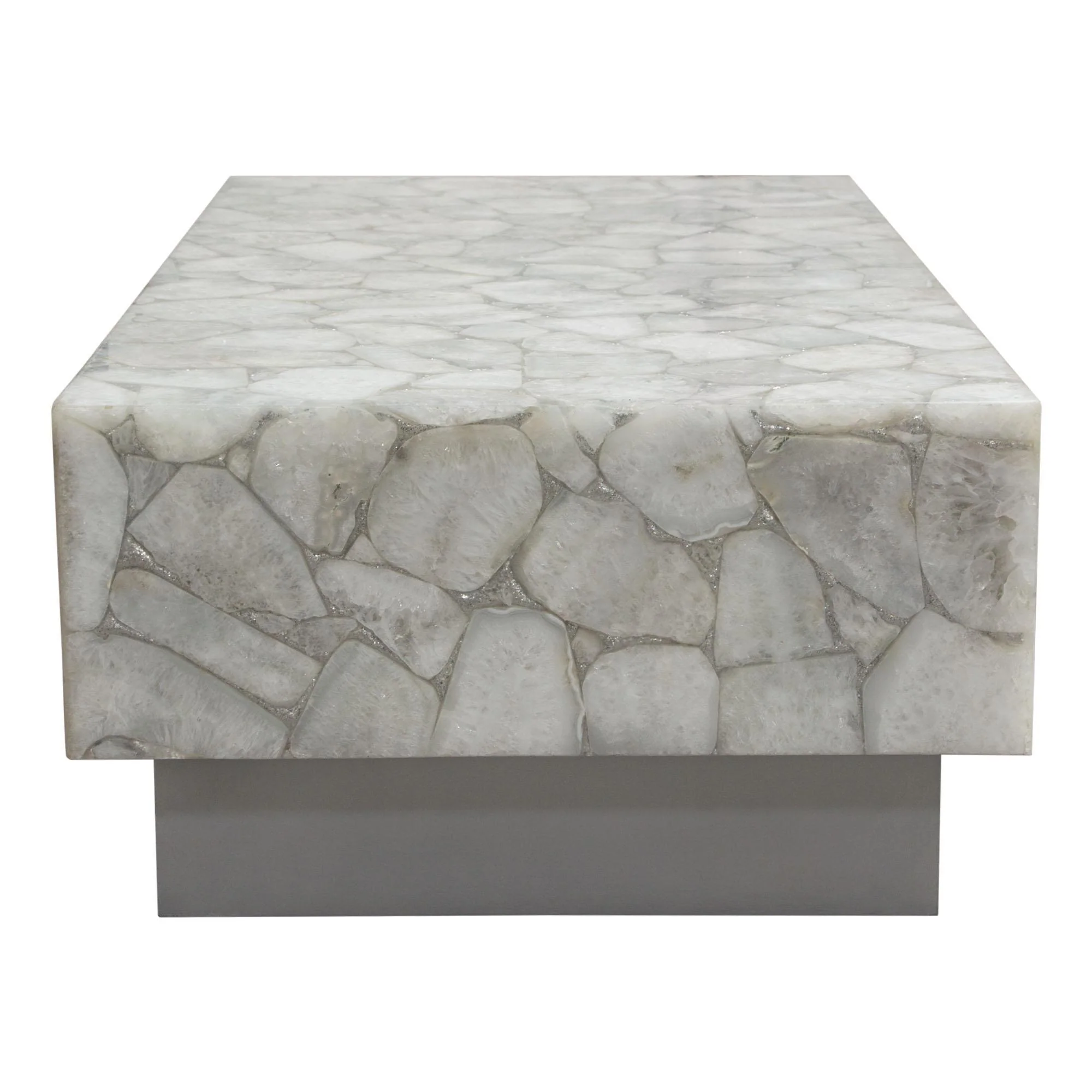 Gemini Genuine White Quartz Cocktail Table w/ Antique Silver Finished Base by Diamond Sofa - Image 6