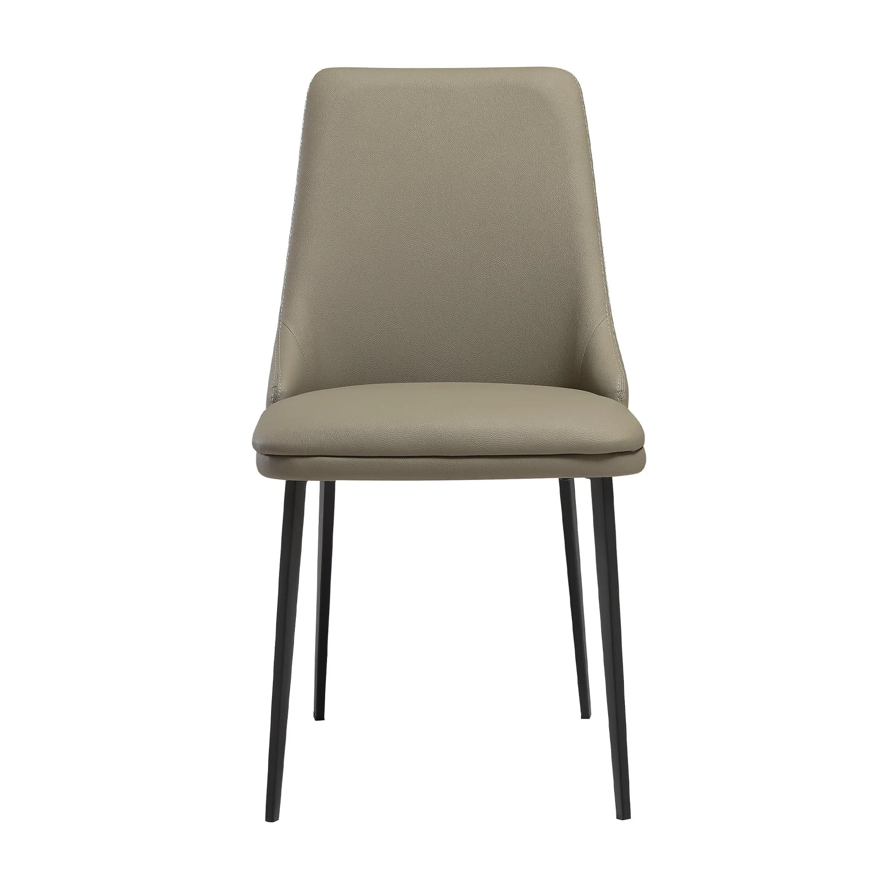 Genesis Upholstered Dining Chair in Taupe Gray Faux Leather with Black Metal Legs - Set of 2 - Image 3