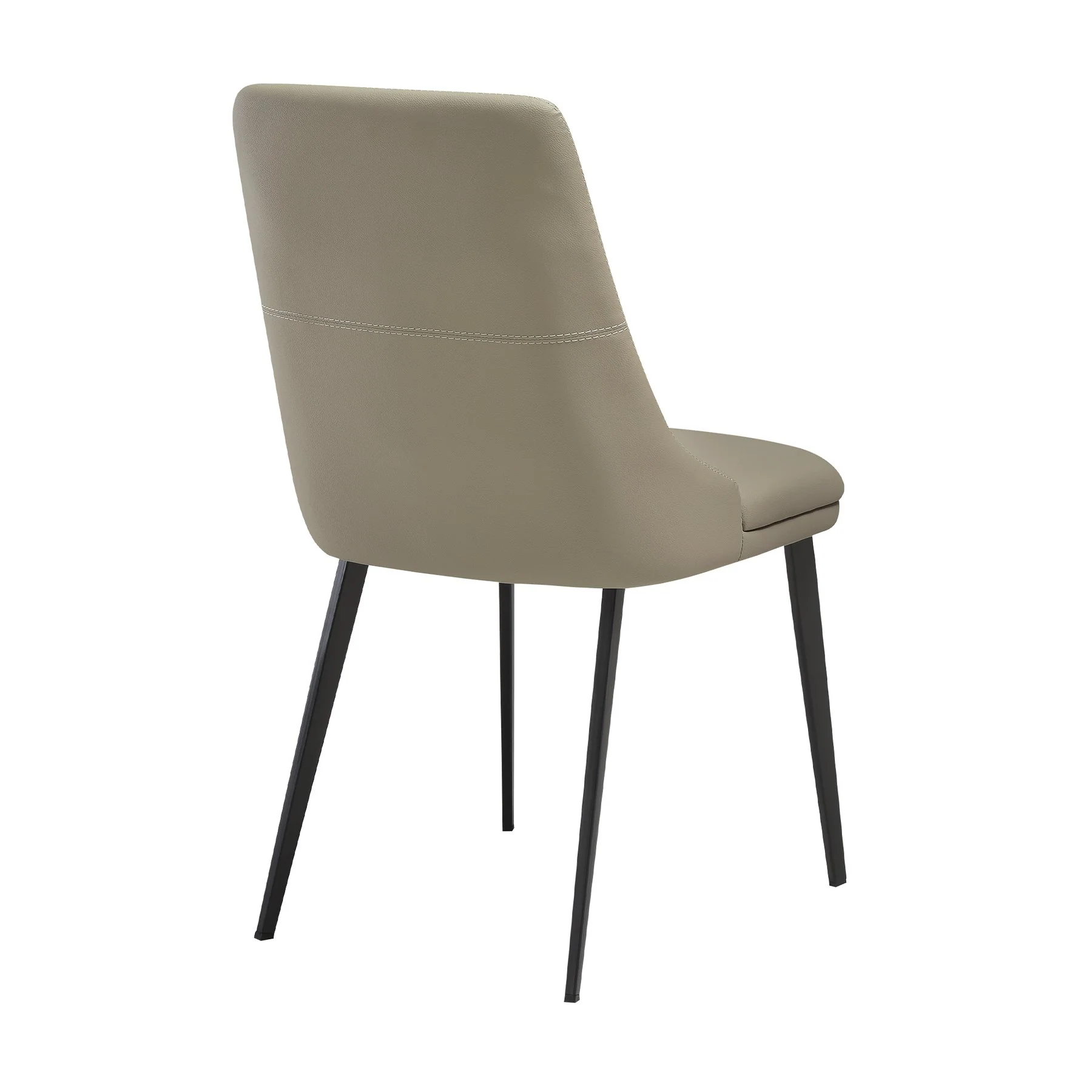 Genesis Upholstered Dining Chair in Taupe Gray Faux Leather with Black Metal Legs - Set of 2 - Image 4