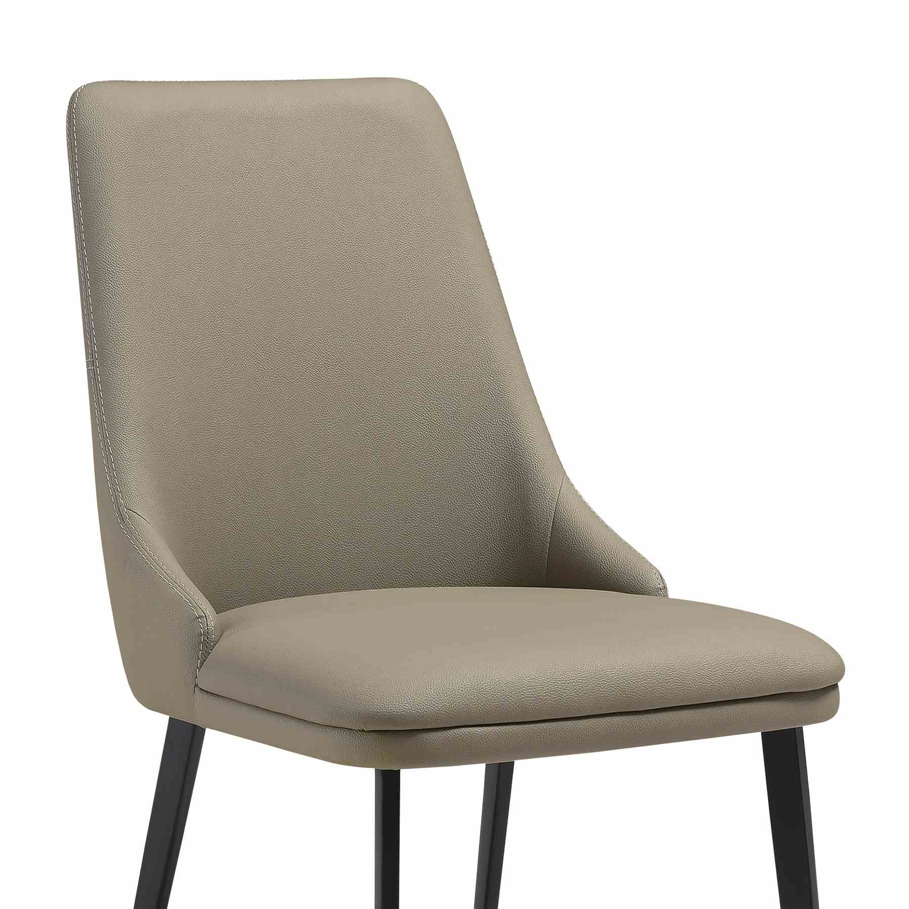 Genesis Upholstered Dining Chair in Taupe Gray Faux Leather with Black Metal Legs - Set of 2 - Image 5