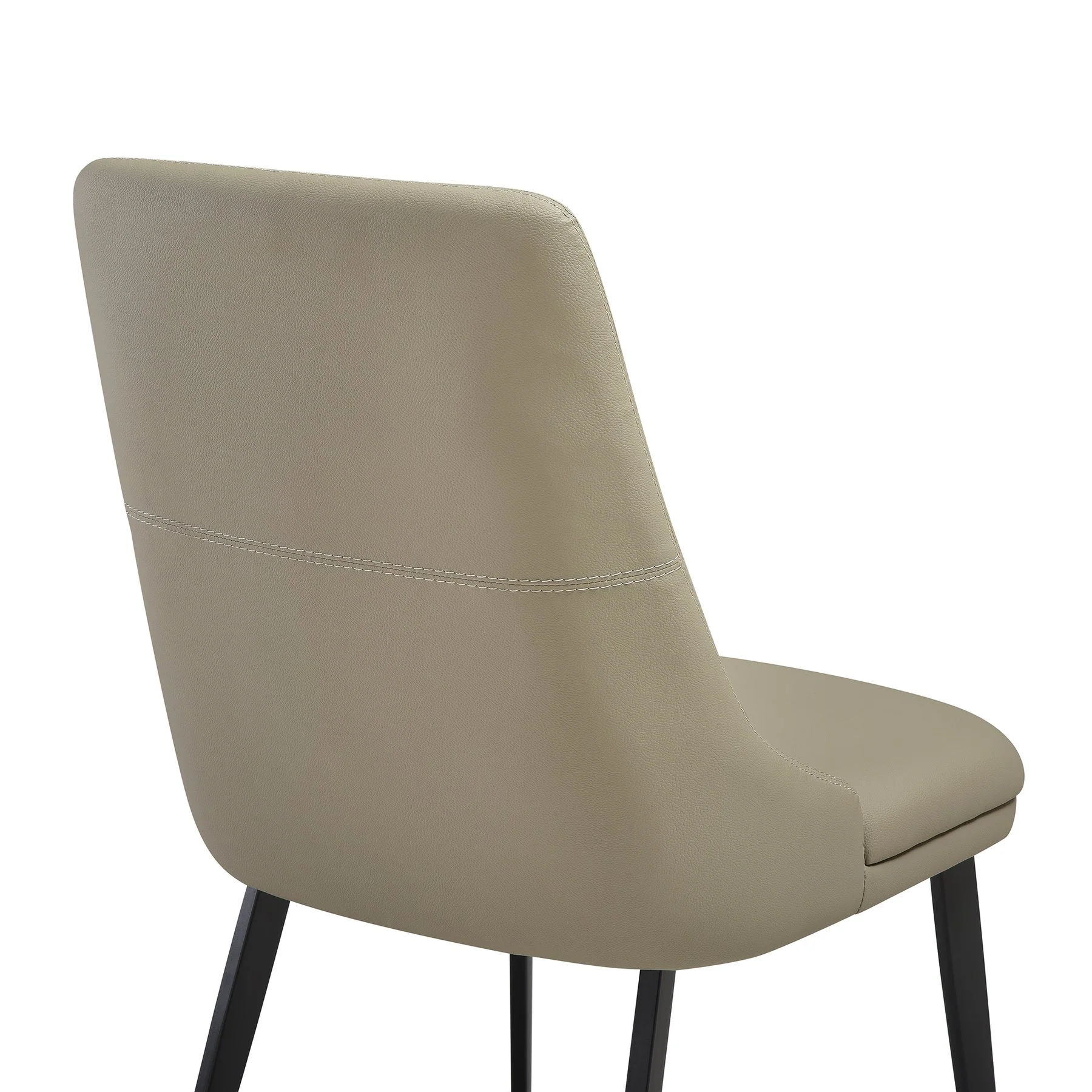 Genesis Upholstered Dining Chair in Taupe Gray Faux Leather with Black Metal Legs - Set of 2 - Image 7