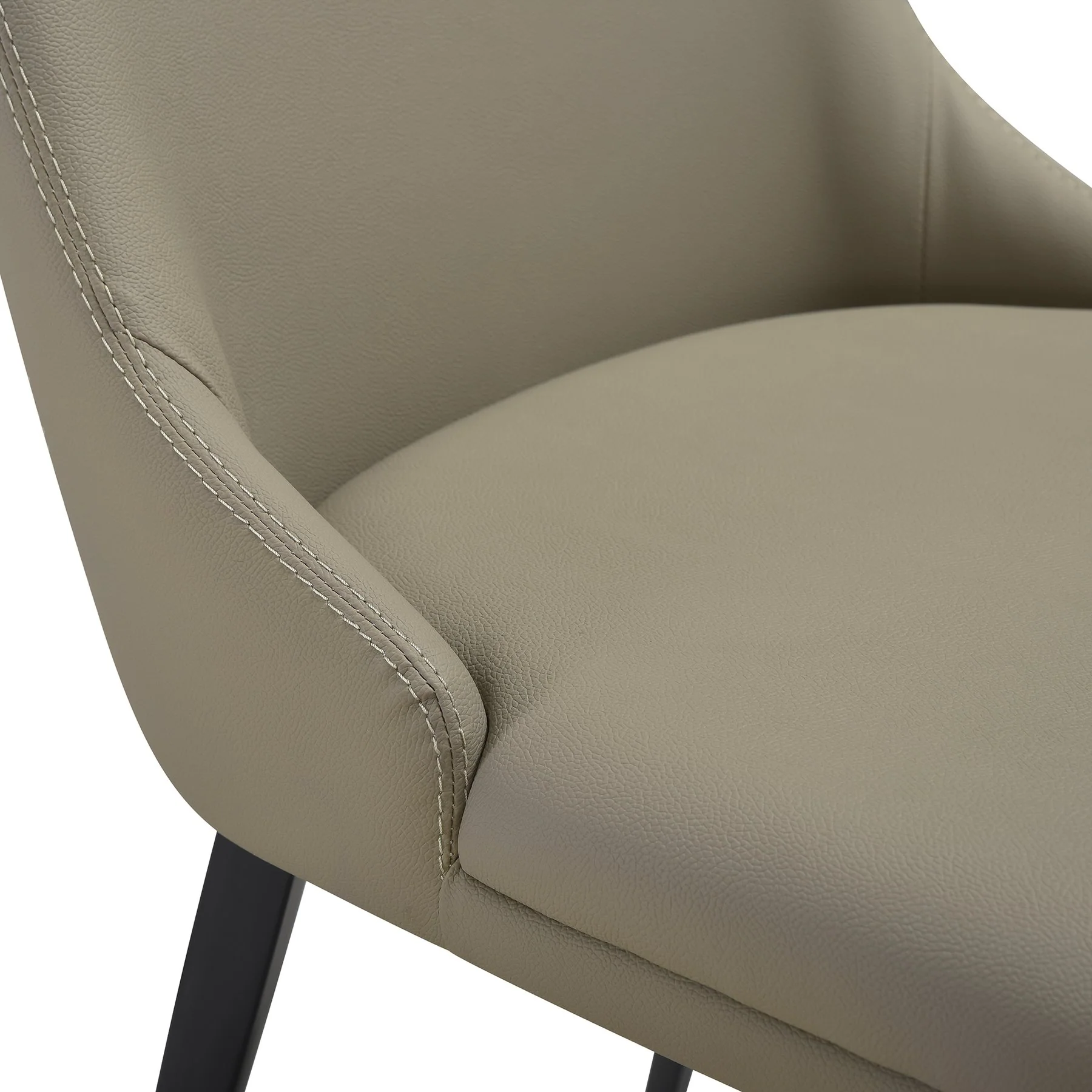 Genesis Upholstered Dining Chair in Taupe Gray Faux Leather with Black Metal Legs - Set of 2 - Image 9