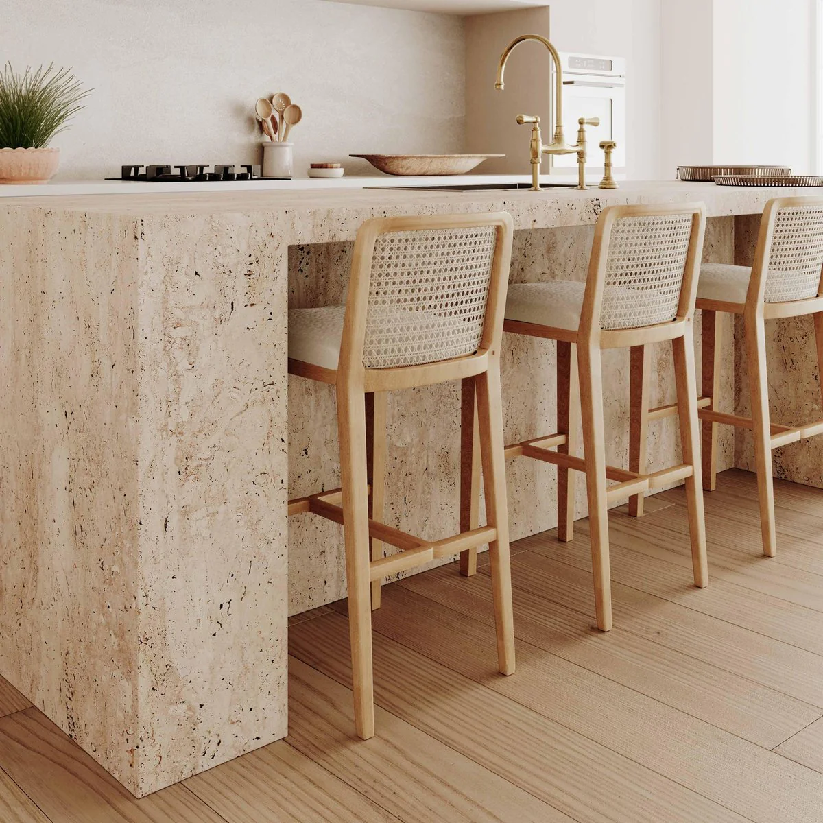 Gerri Performance Tweed and Rattan Counter Stool - Image 2