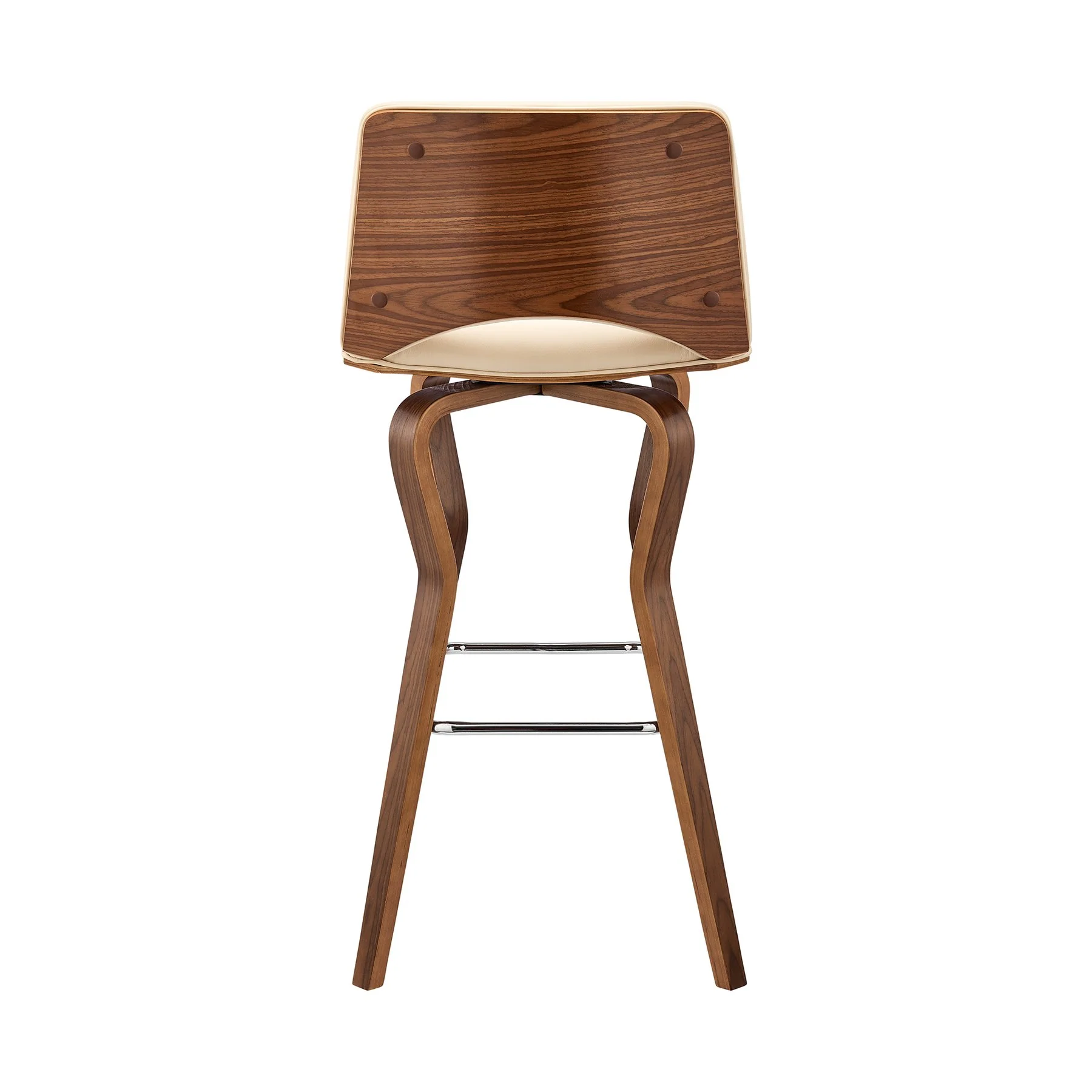 Gerty 26" Swivel Cream Faux Leather and Walnut Wood Bar Stool - Image 5