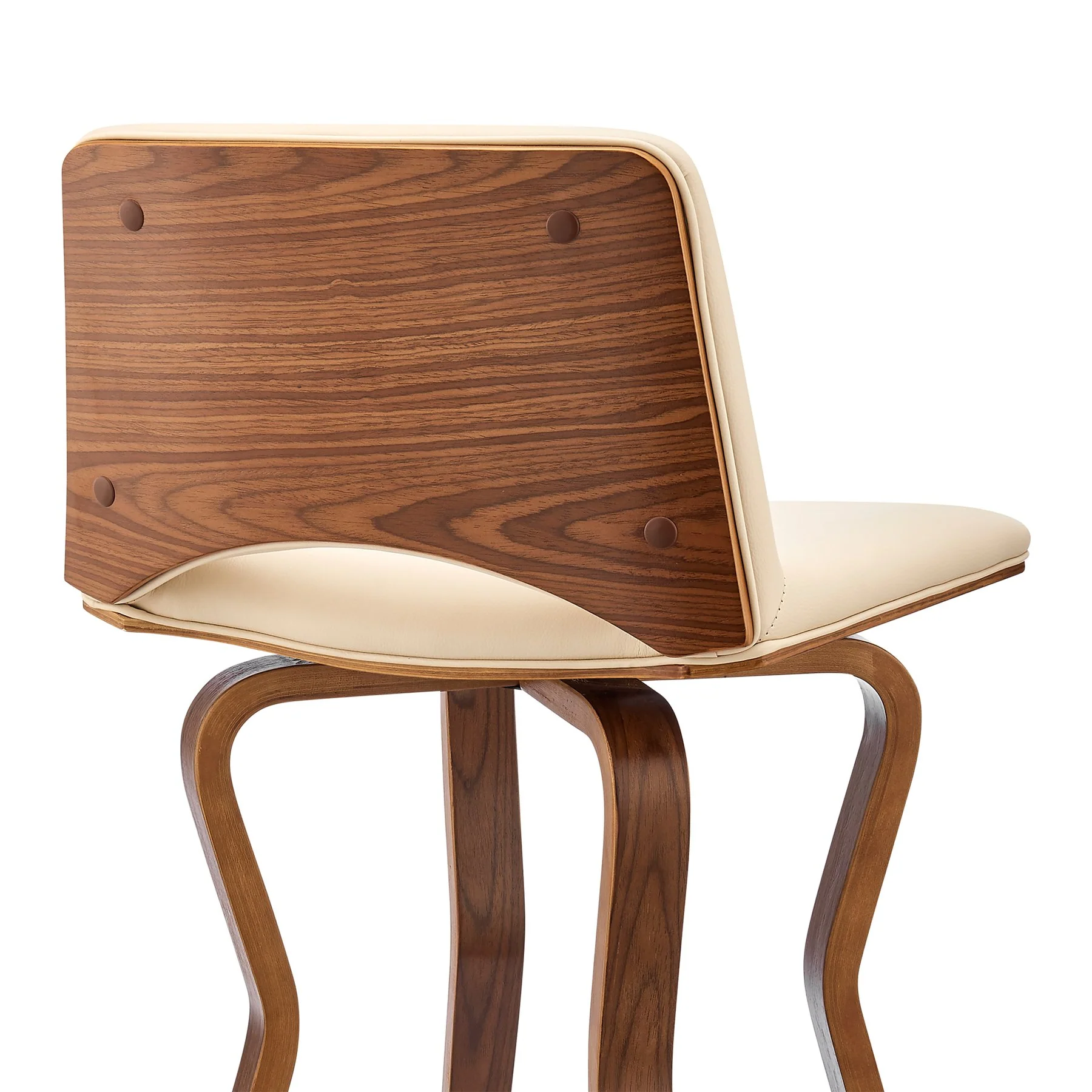 Gerty 26" Swivel Cream Faux Leather and Walnut Wood Bar Stool - Image 7