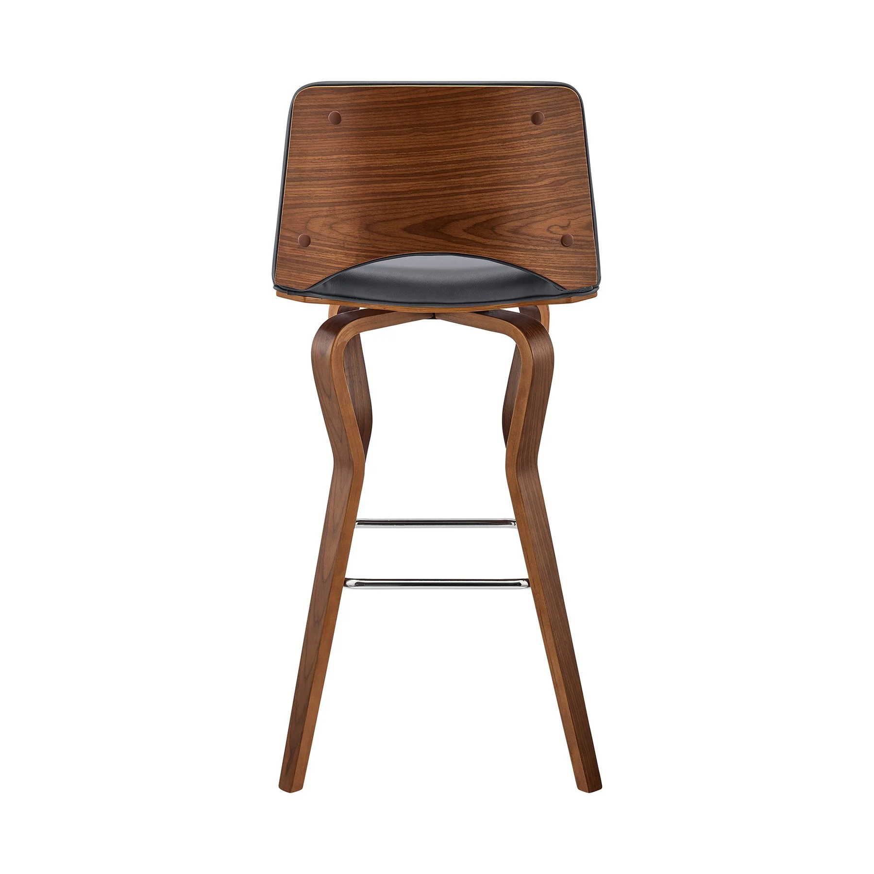 Gerty 26" Swivel Gray Faux Leather and Walnut Wood Bar Stool - Image 5