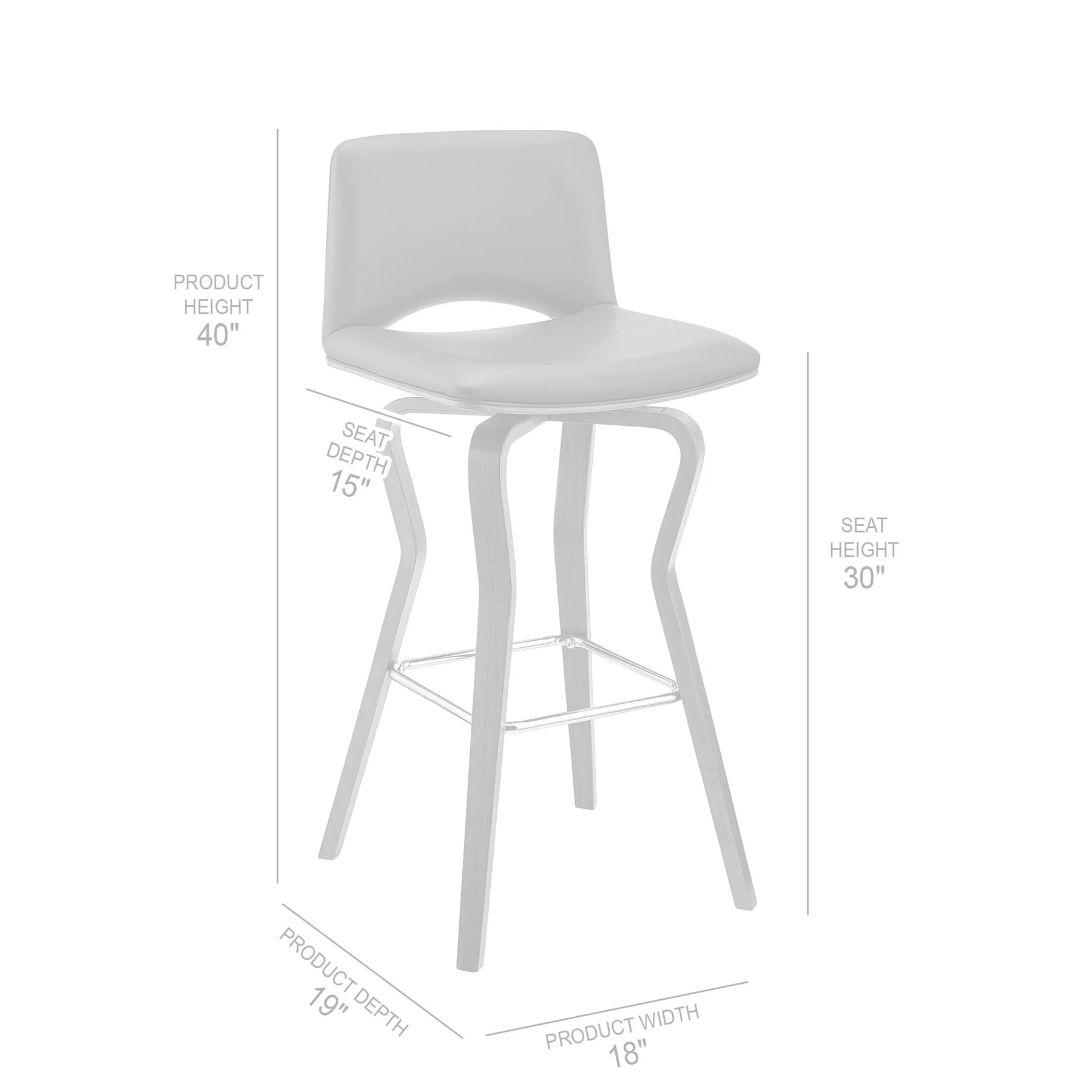 Gerty 30" Swivel Cream Faux Leather and Walnut Wood Bar Stool - Image 9