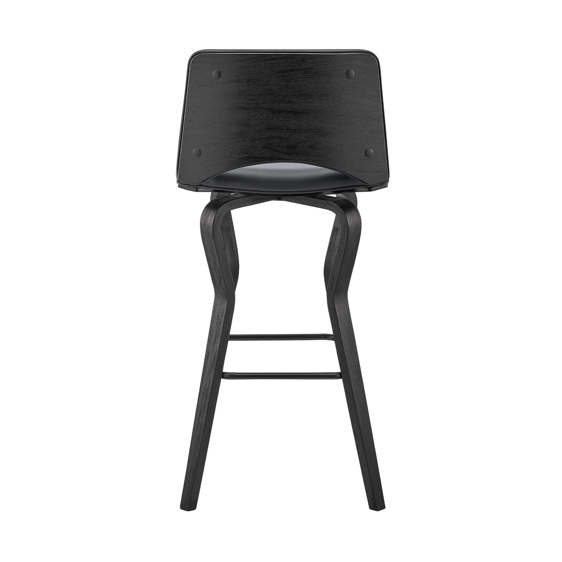 Gerty 30" Swivel Gray Faux Leather and Black Wood Bar Stool - Image 5