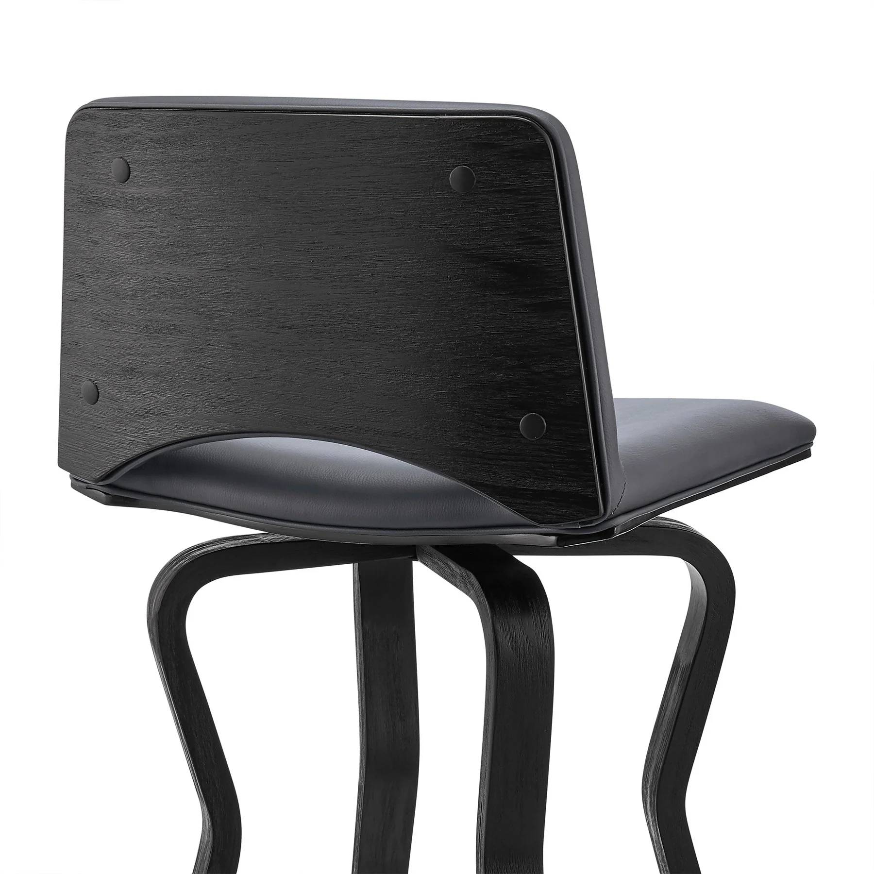 Gerty 30" Swivel Gray Faux Leather and Black Wood Bar Stool - Image 7