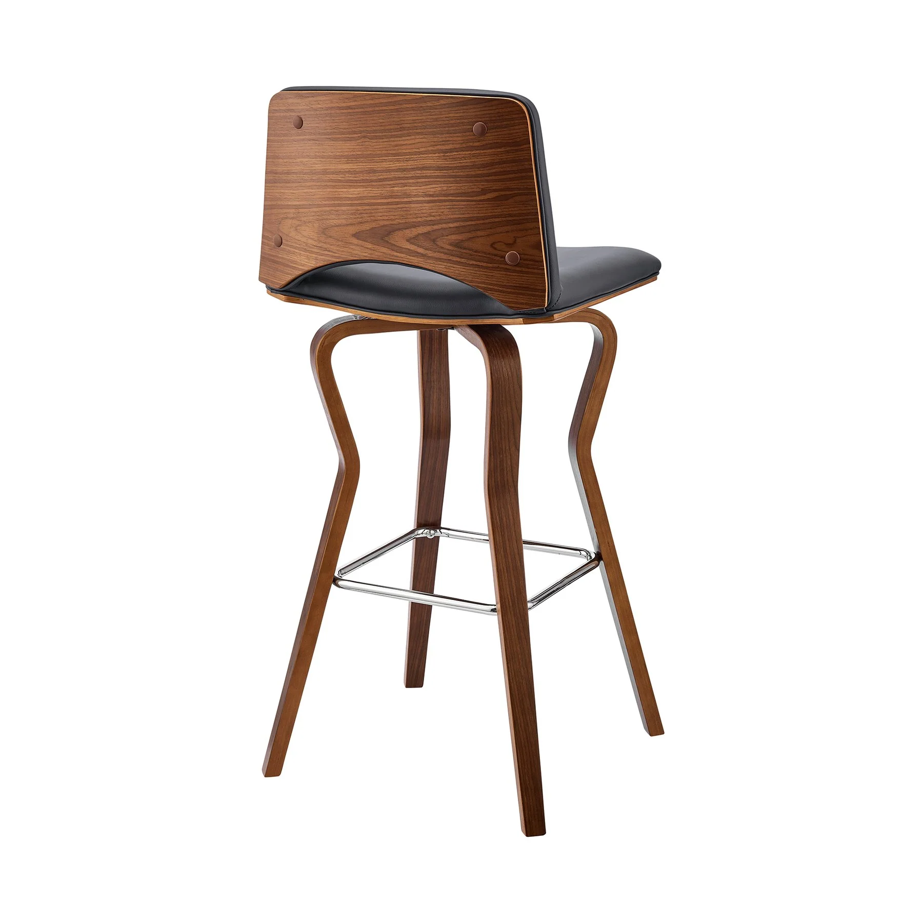 Gerty 30" Swivel Gray Faux Leather and Walnut Wood Bar Stool - Image 4