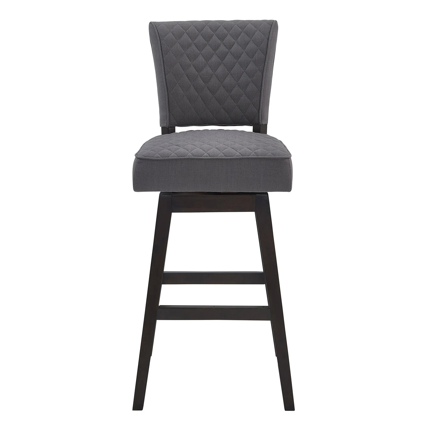 Gia 26" Counter Height Swivel Gray Fabric and Espresso Wood Bar Stool - Image 2