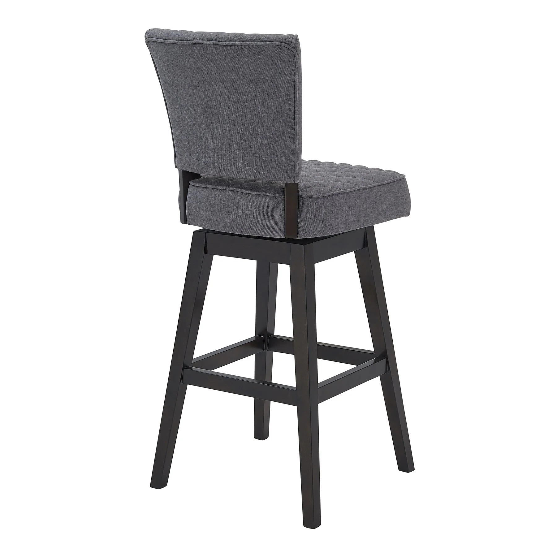 Gia 26" Counter Height Swivel Gray Fabric and Espresso Wood Bar Stool - Image 3