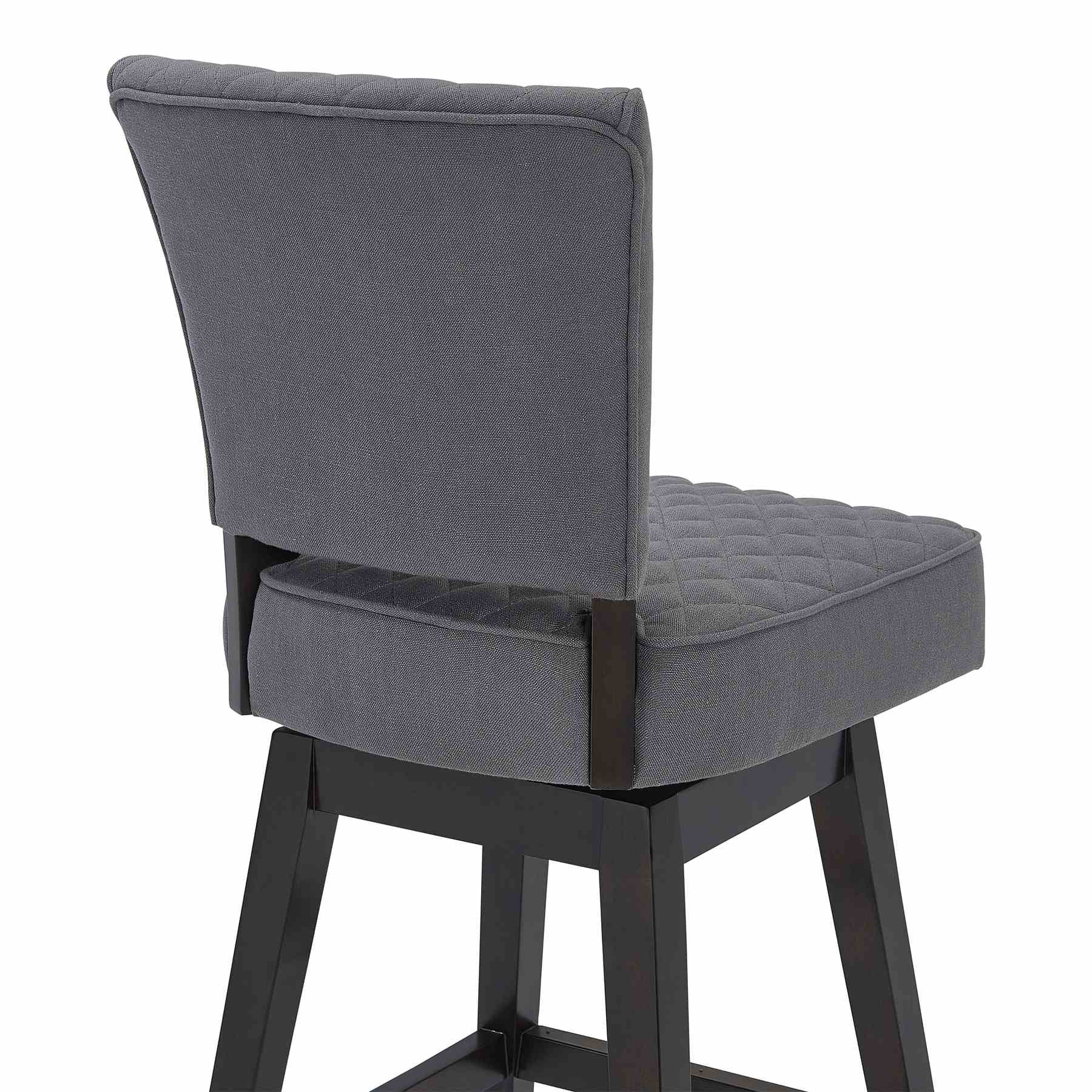 Gia 26" Counter Height Swivel Gray Fabric and Espresso Wood Bar Stool - Image 5
