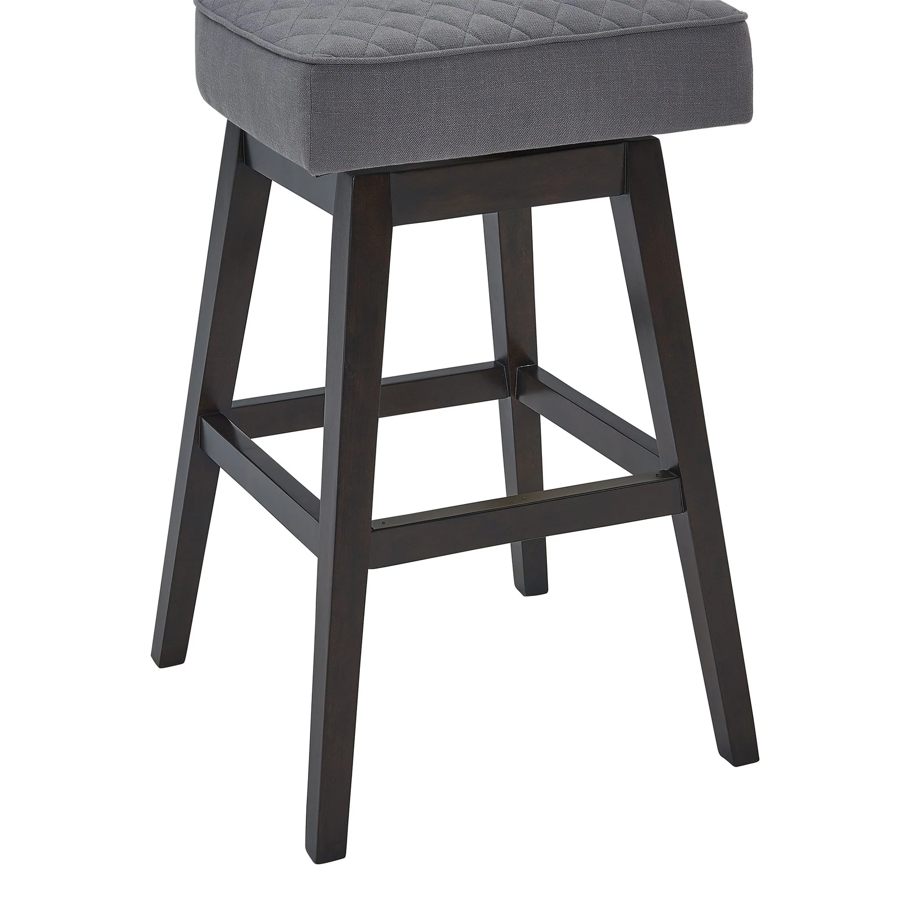 Gia 26" Counter Height Swivel Gray Fabric and Espresso Wood Bar Stool - Image 6