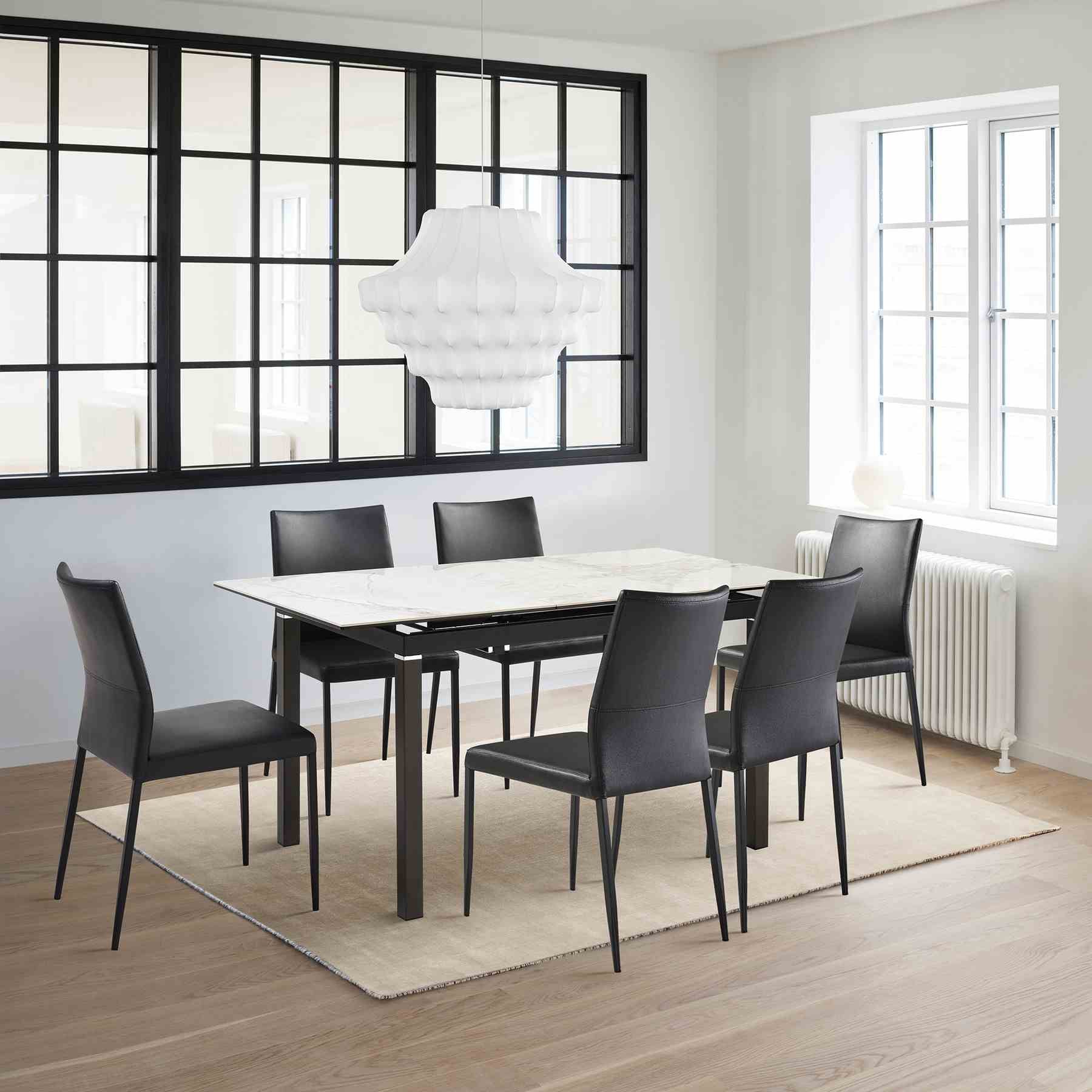 Giana Kash 7 Piece Extendable Dining Set with Black Faux Leather Chairs - Image 11