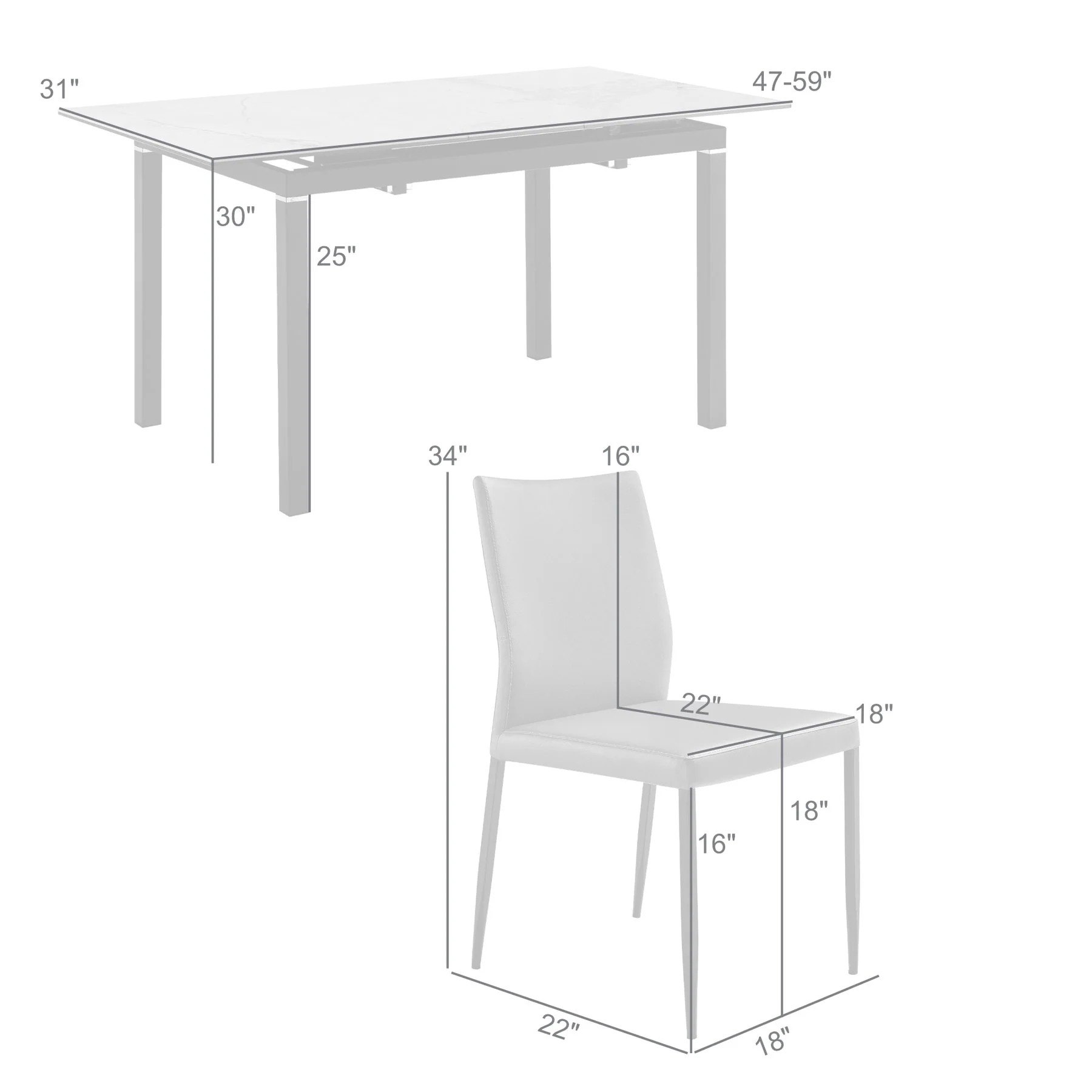 Giana Kash 7 Piece Extendable Dining Set with Taupe Gray Faux Leather Chairs - Image 10
